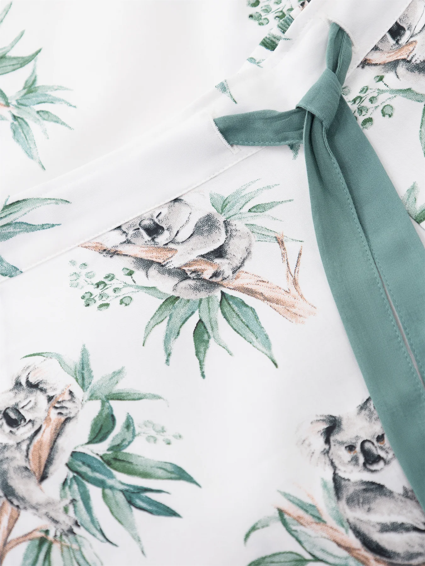Koala Print Wide Leg Pyjama Bottoms Green - Image 4