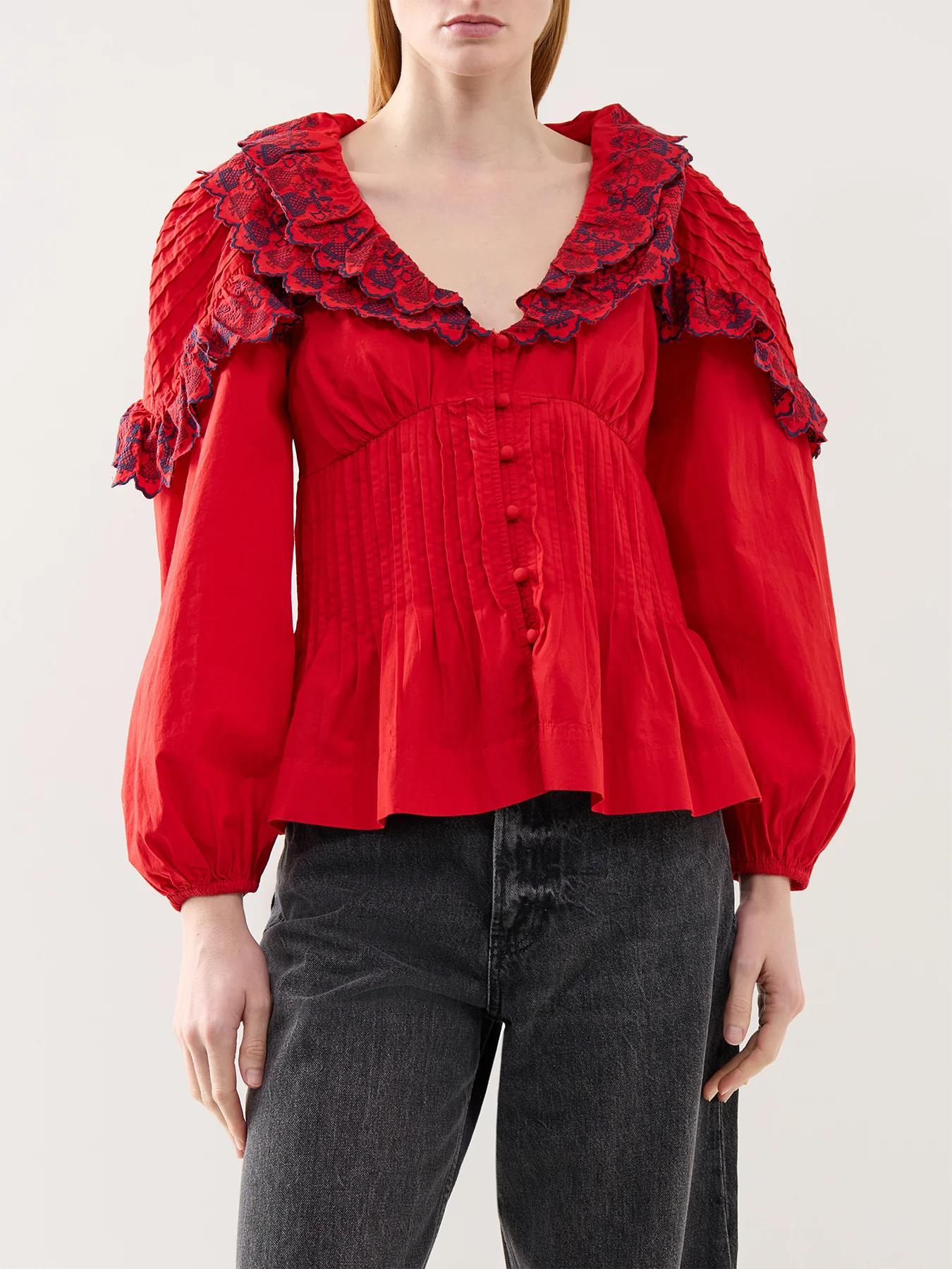 Caroline Long Sleeve Blouse Red - Image 4