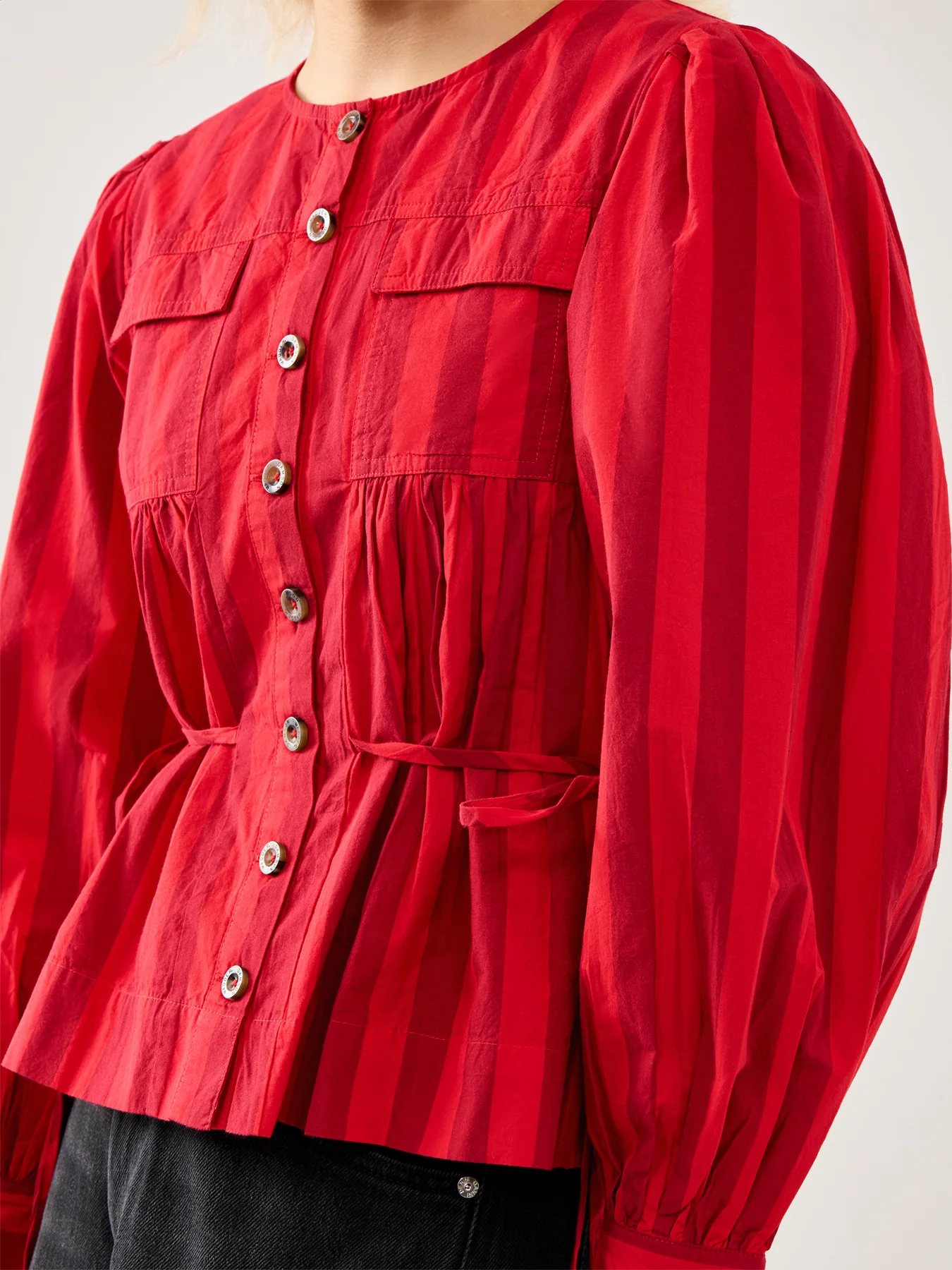 Charlize Blouse Red Burg Stripe - Image 3