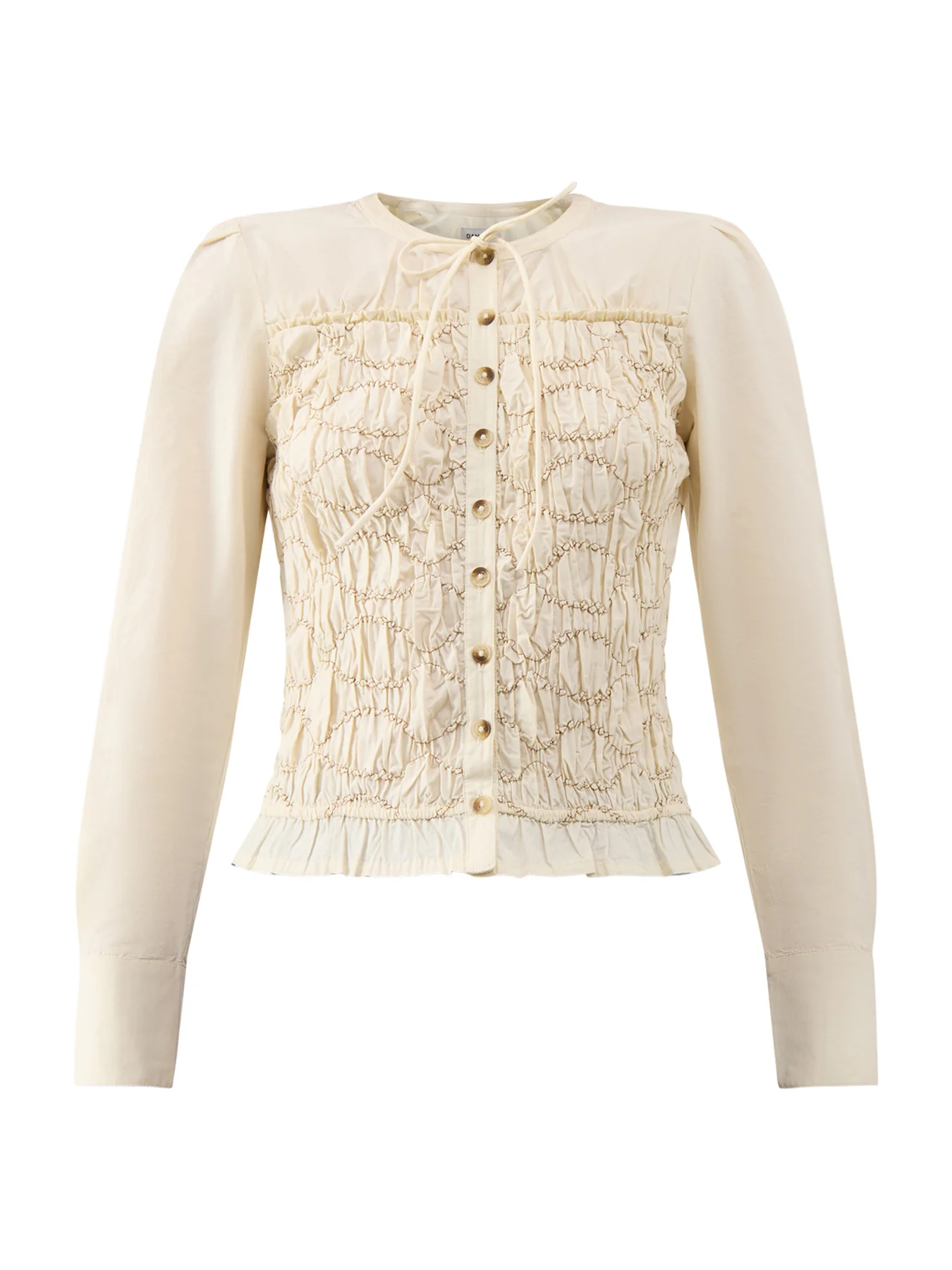 Elliana Smocked Cardigan Cream
