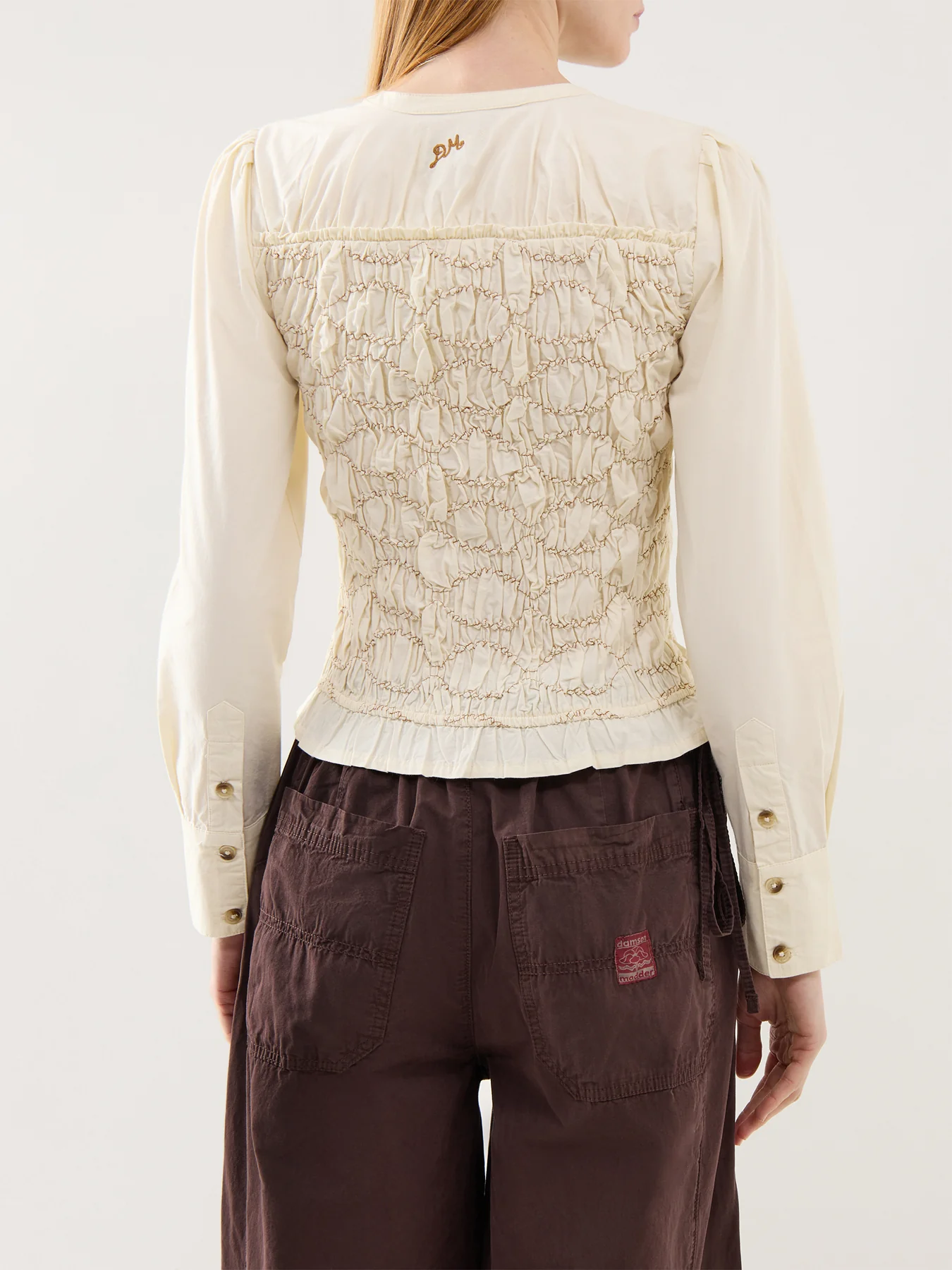 Elliana Smocked Cardigan Cream - Image 5