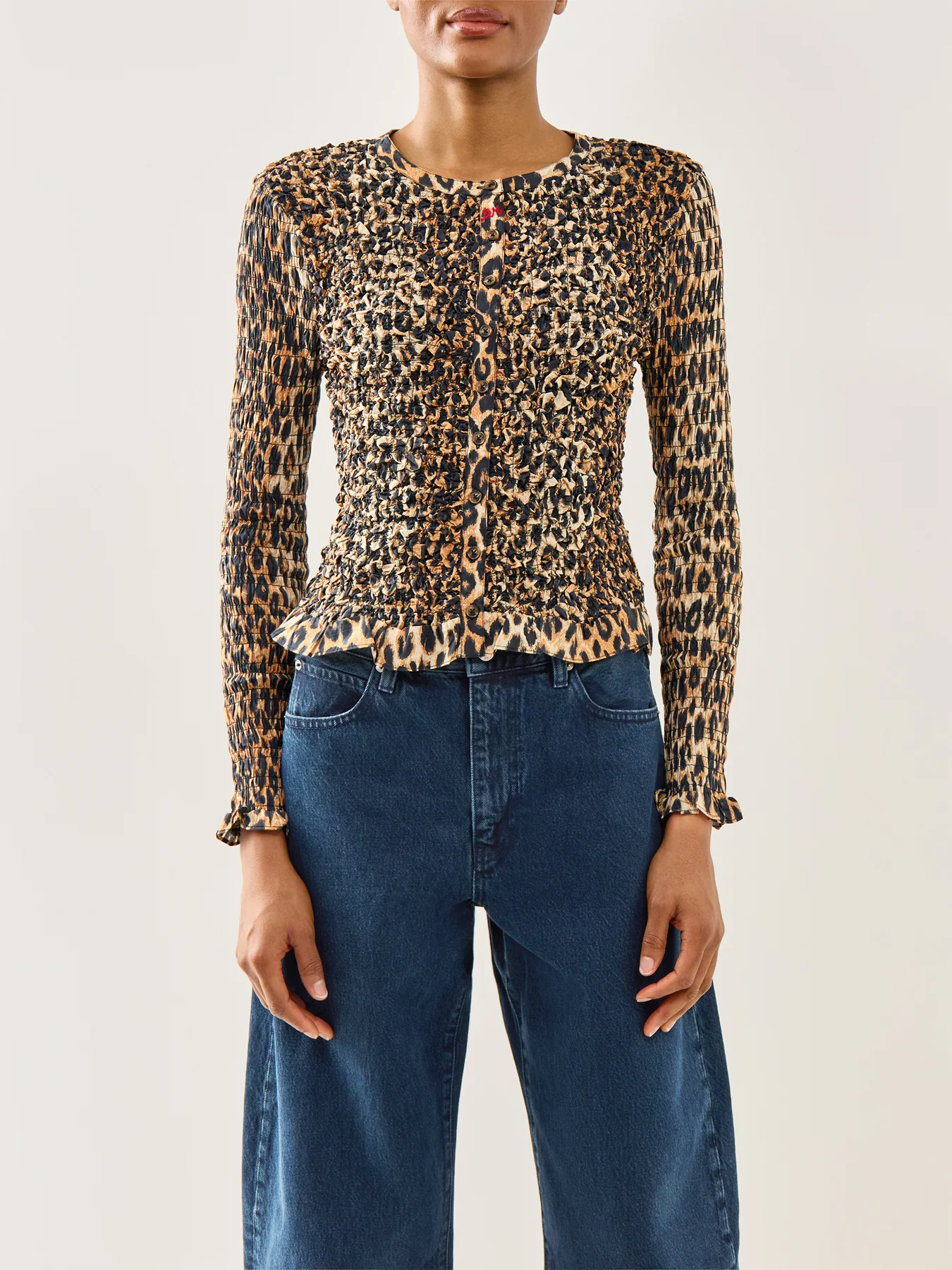 Elliana Smocked Cardigan Leopard - Image 4