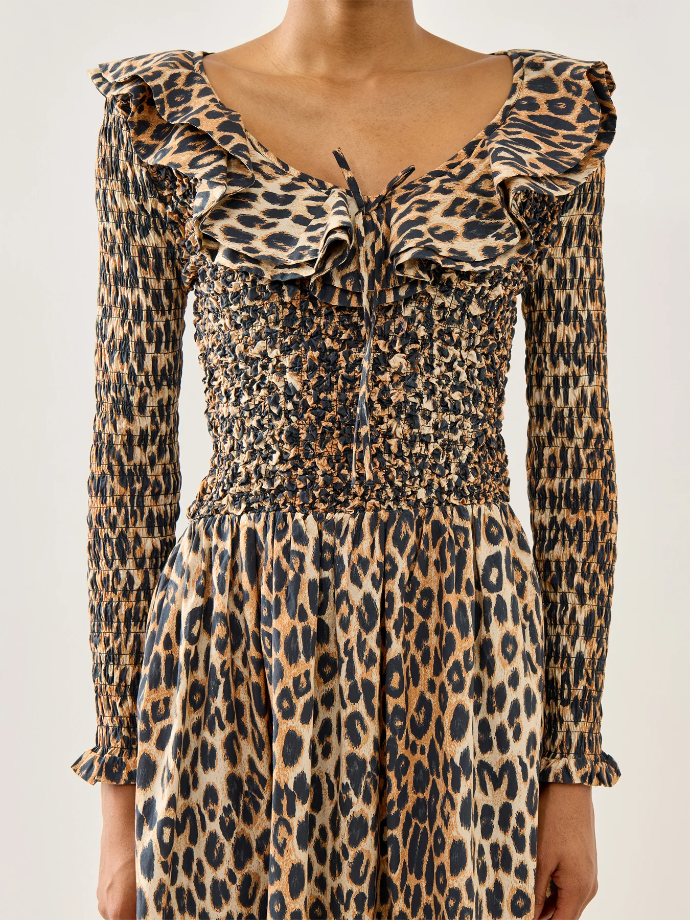 Harper Shirred Midi Dress Leopard - Image 3