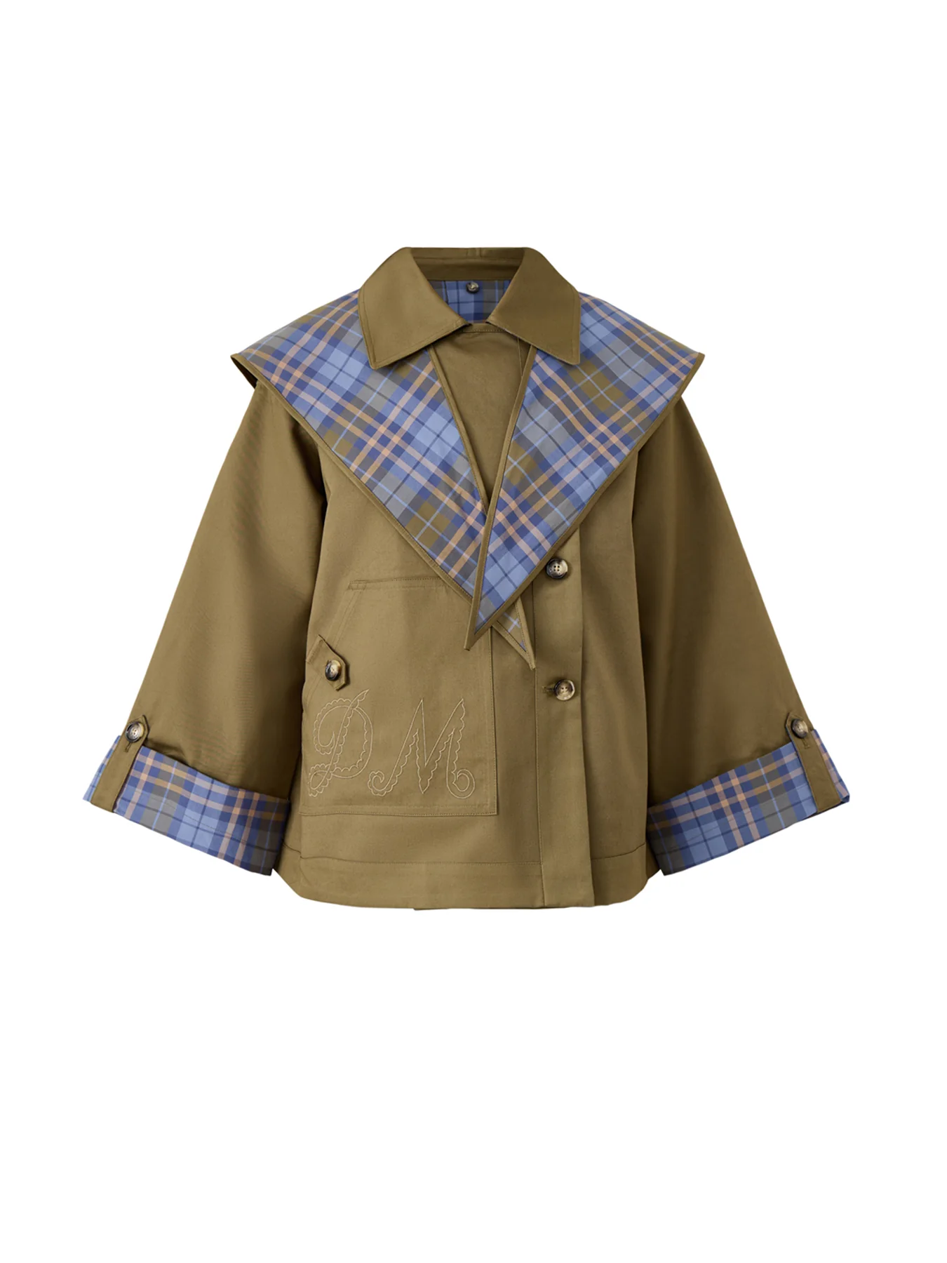 Jerry Crop Trench Coat Olive Organic Cotton
