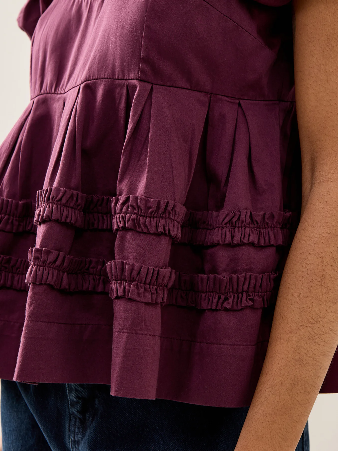 Joy Ruffle Detail Blouse Burgundy - Image 3