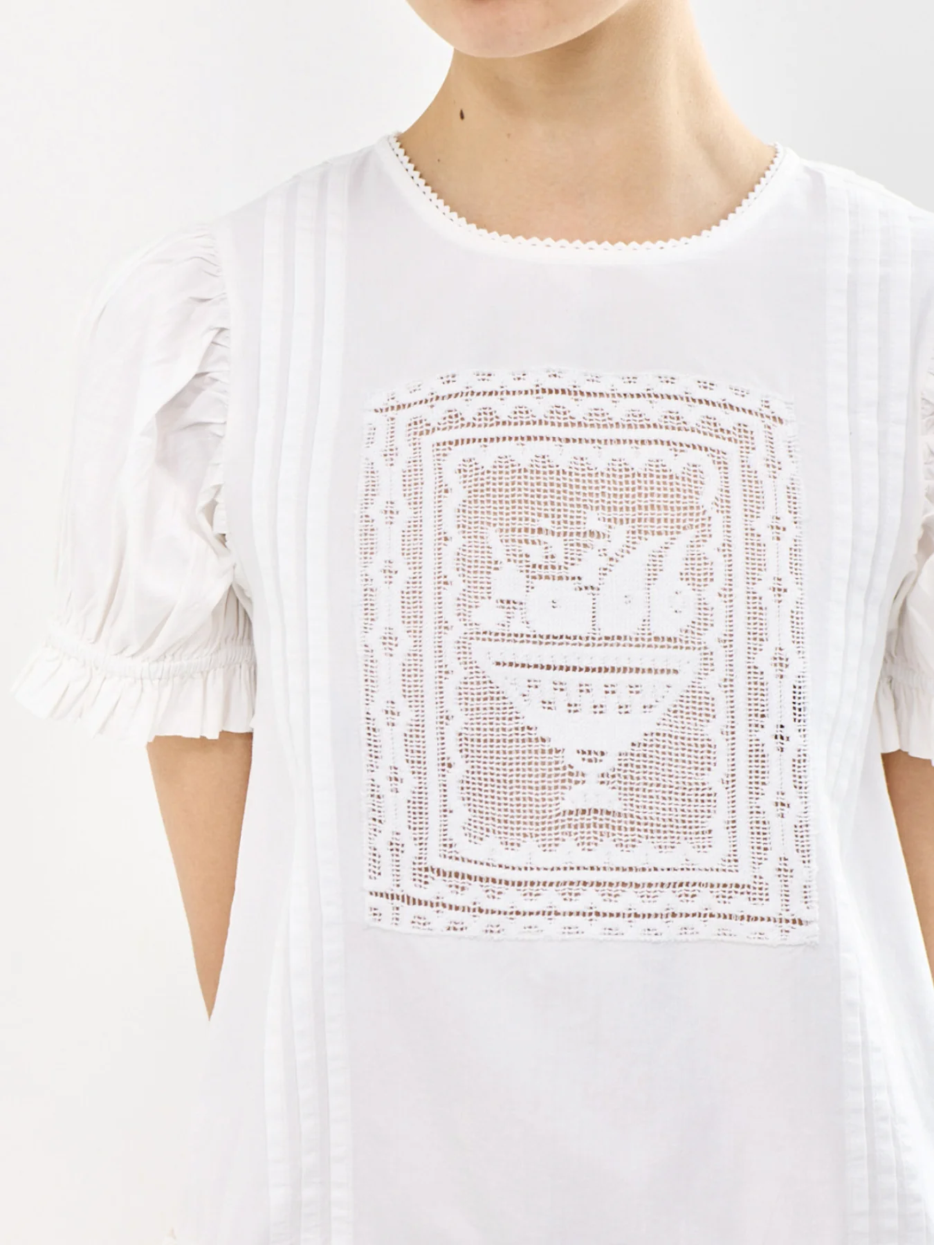 Mabel Lace Insert Blouse White - Image 3