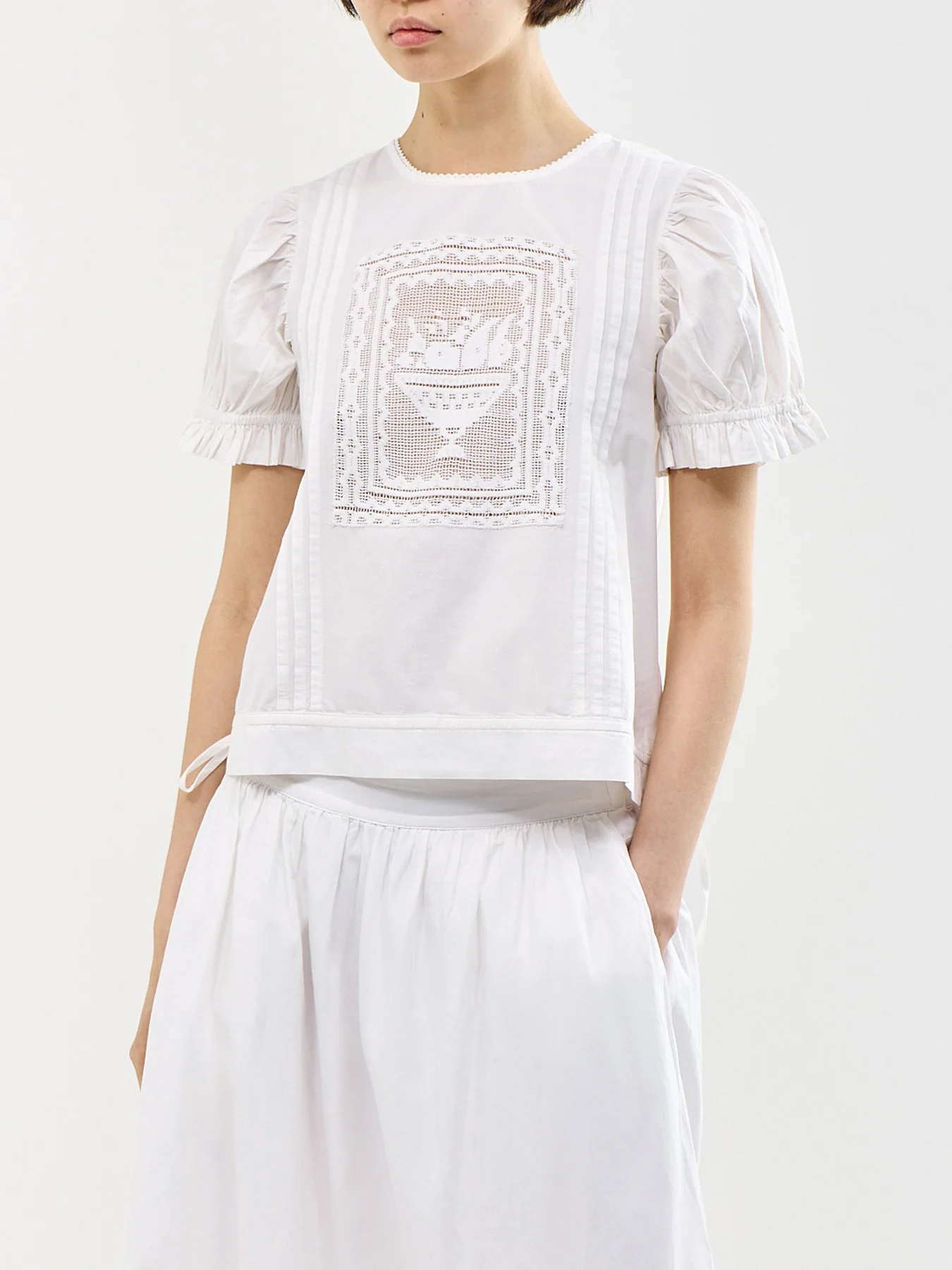 Mabel Lace Insert Blouse White - Image 4