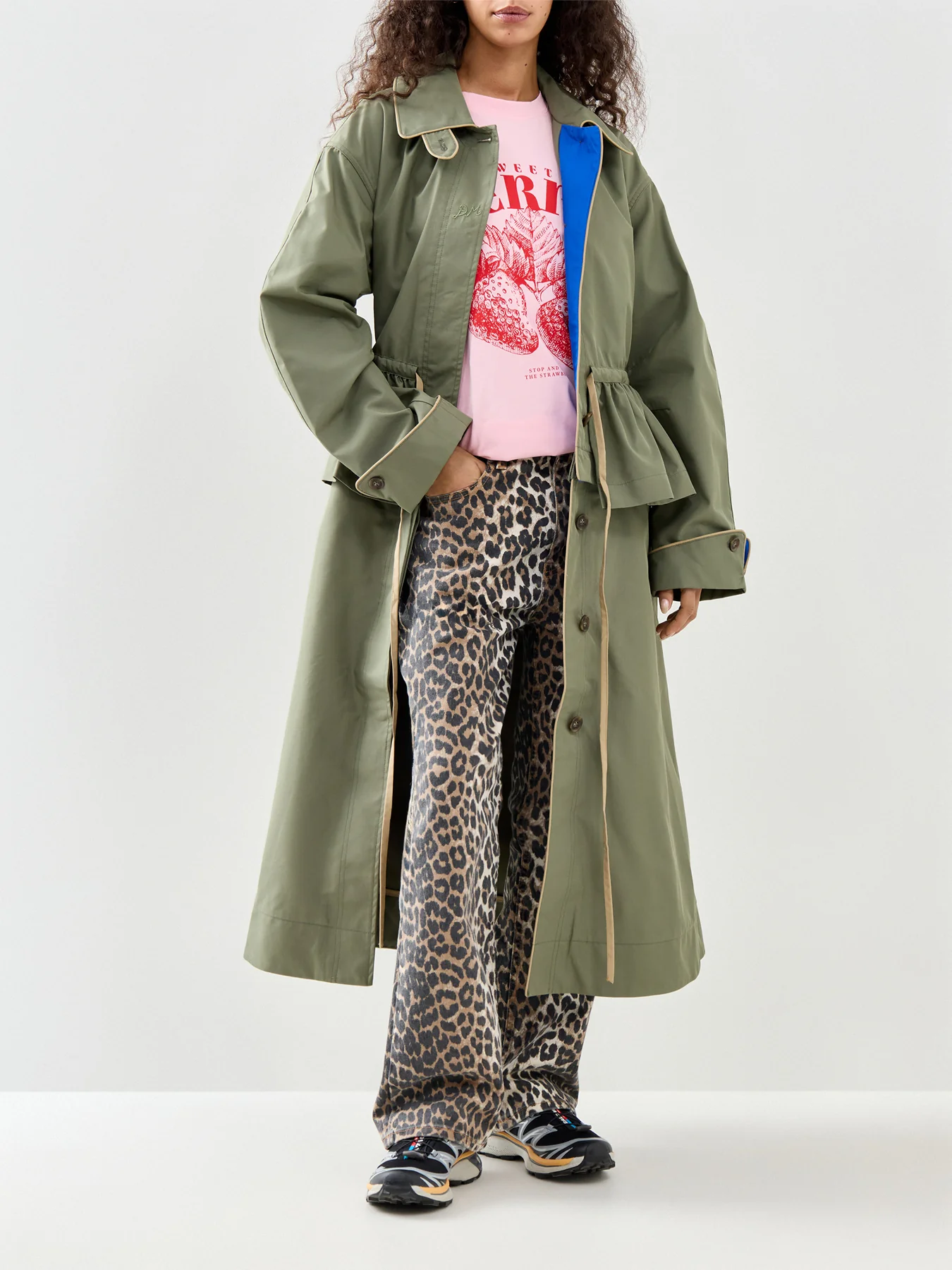 Myrtle Cotton Trench Coat Green - Image 2