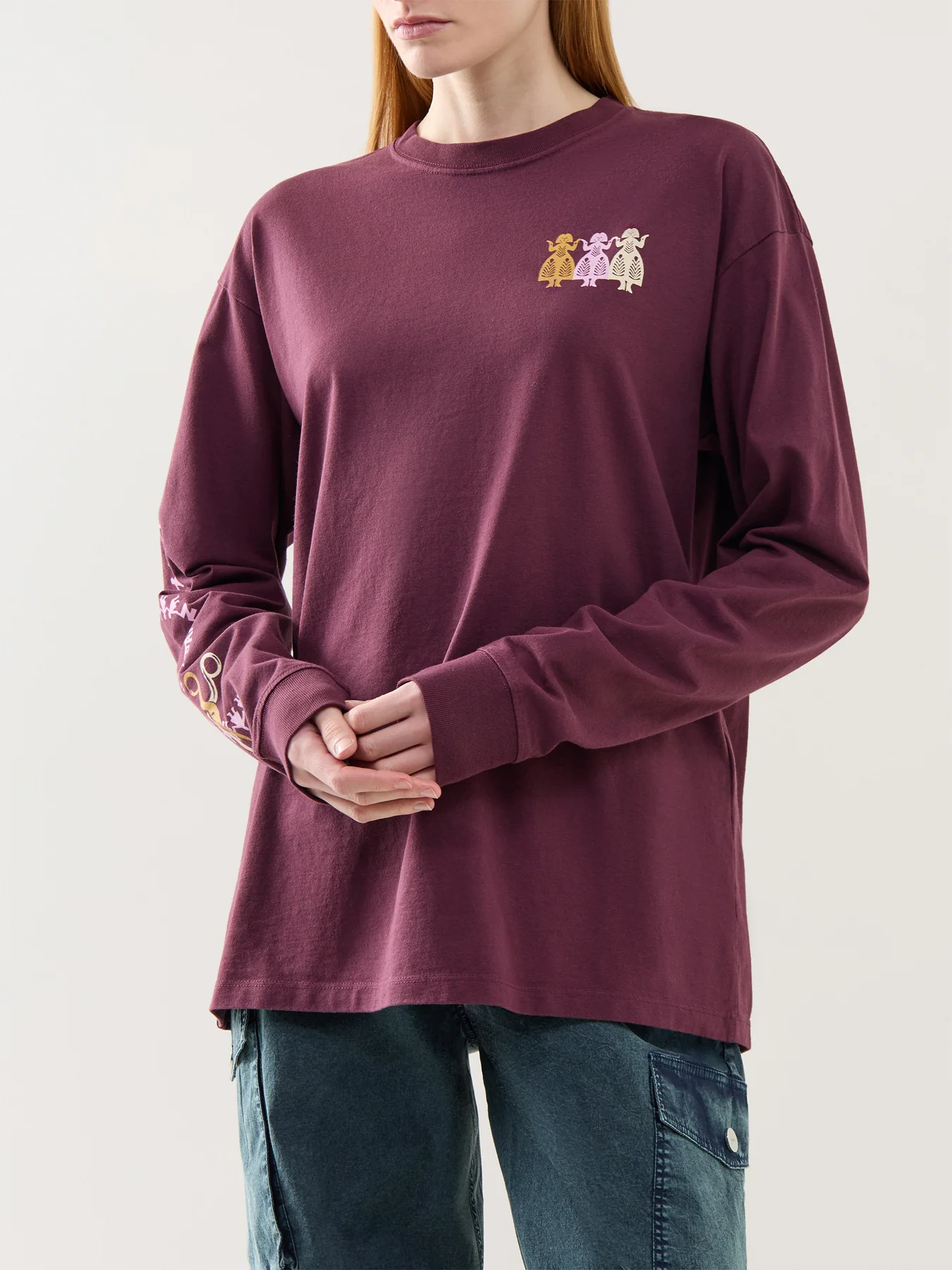 Paper Cut Gals Long Sleeve Tee Burgundy - Image 4