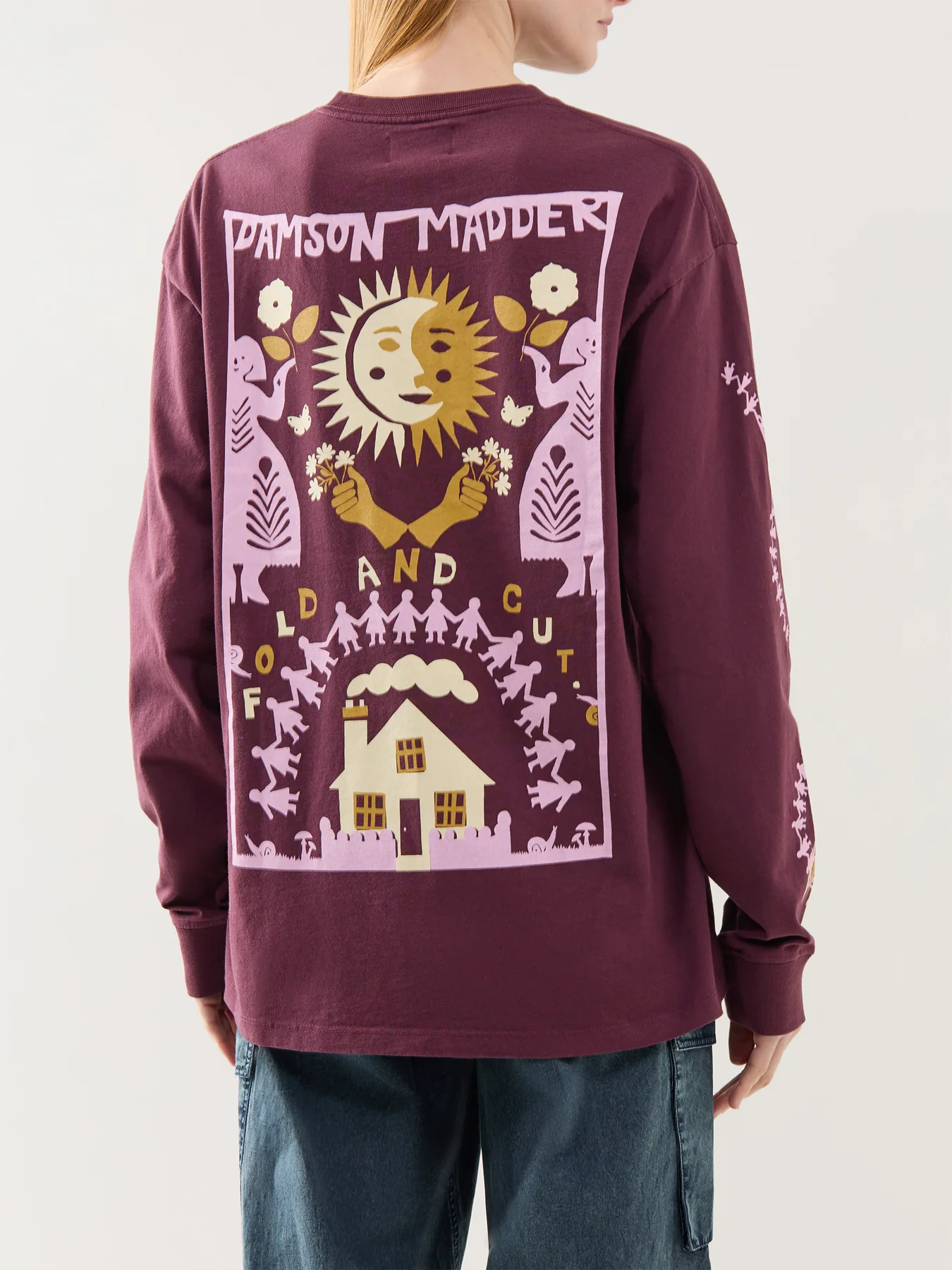 Paper Cut Gals Long Sleeve Tee Burgundy - Image 5