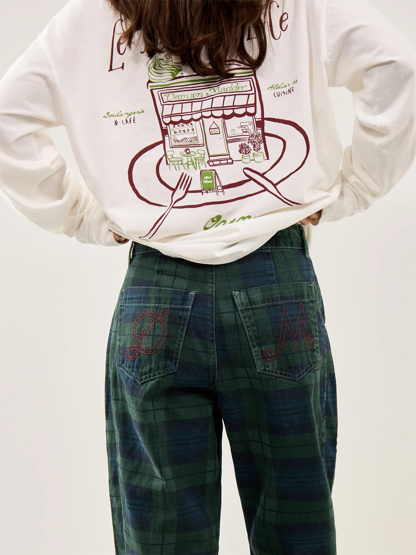 Neve Overdyed Check Jeans Navy - Image 3