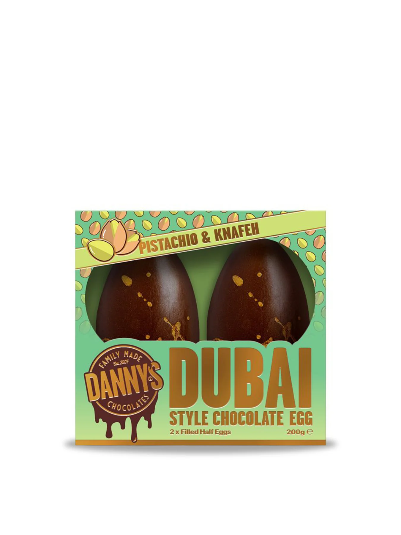 Dubai Style Pistachio And Kanafe Filled Large Half Egg