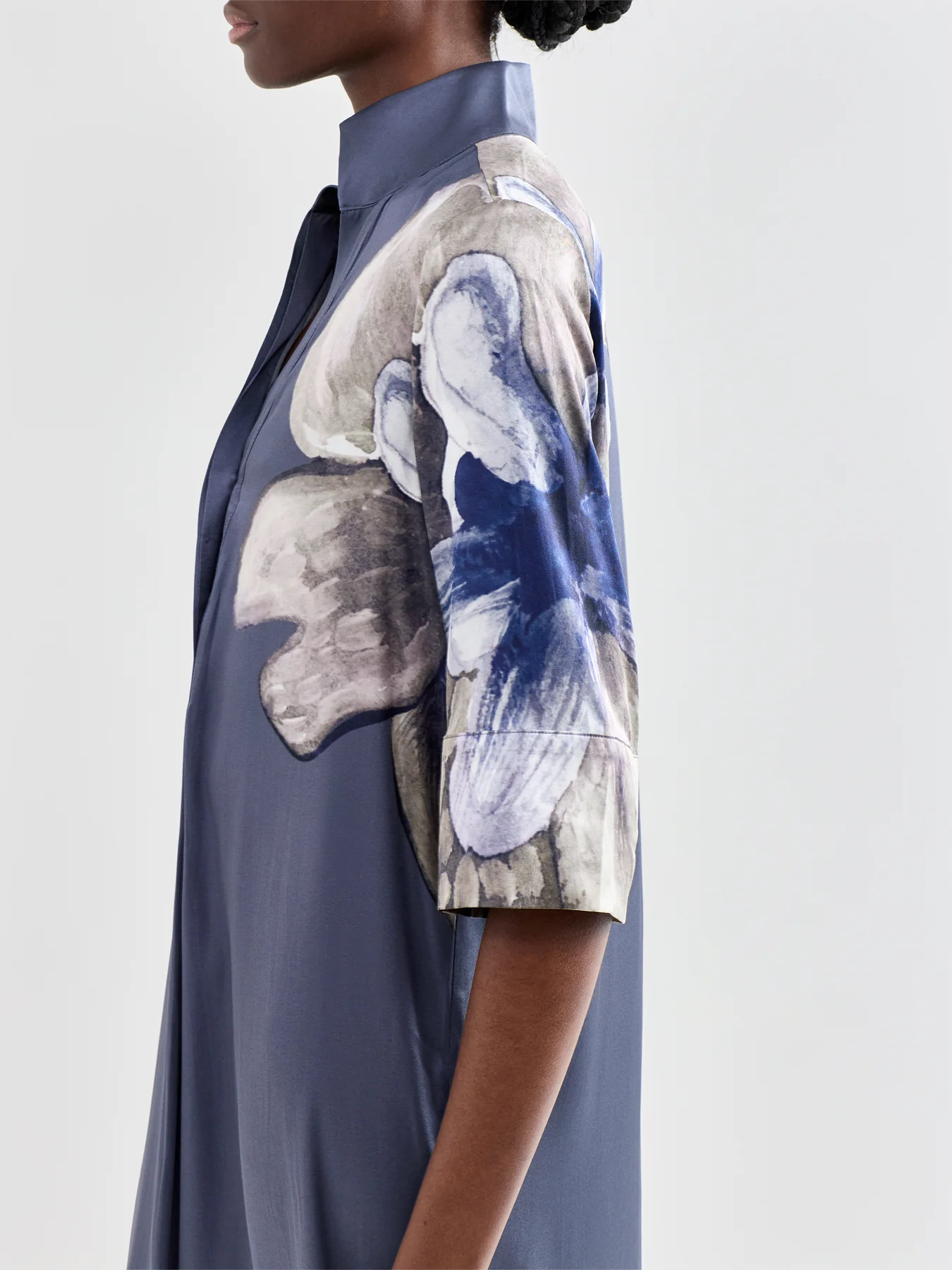 Helga Silk Kimono Dress Grey - Image 3