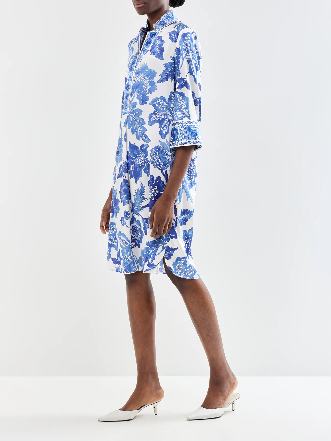 Kamilles Silk Shirt Dress Blue - Image 4
