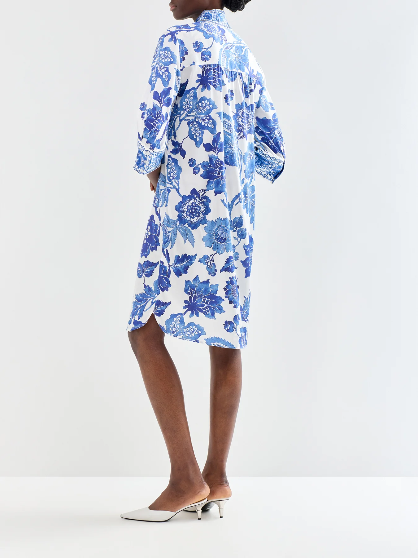 Kamilles Silk Shirt Dress Blue - Image 5