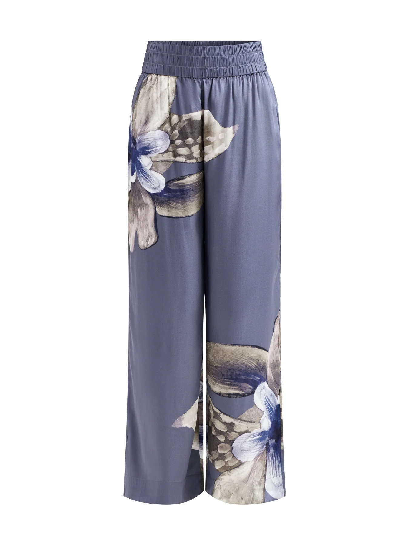 Margo Silk Wide Leg Trousers Grey