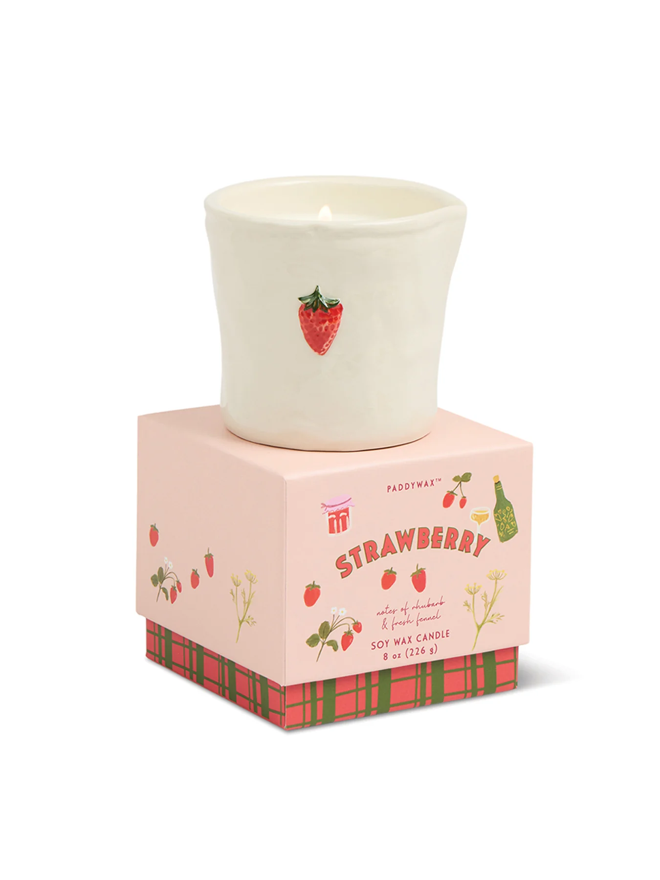 Strawberry Embossed Ceramic Candle Strawberry 226g - Image 2