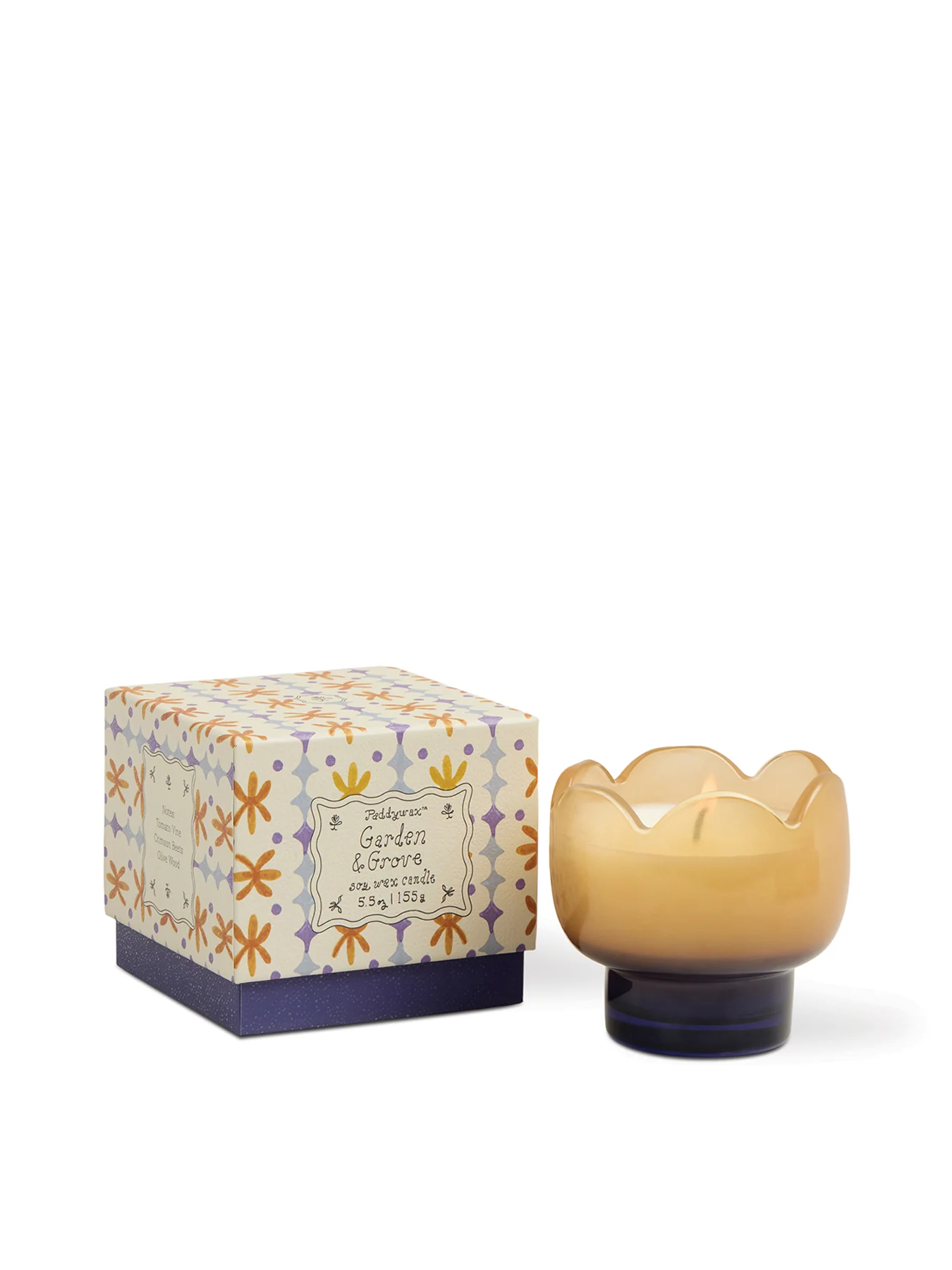 Orange & Blue Glass Candle Garden & Grove 155g