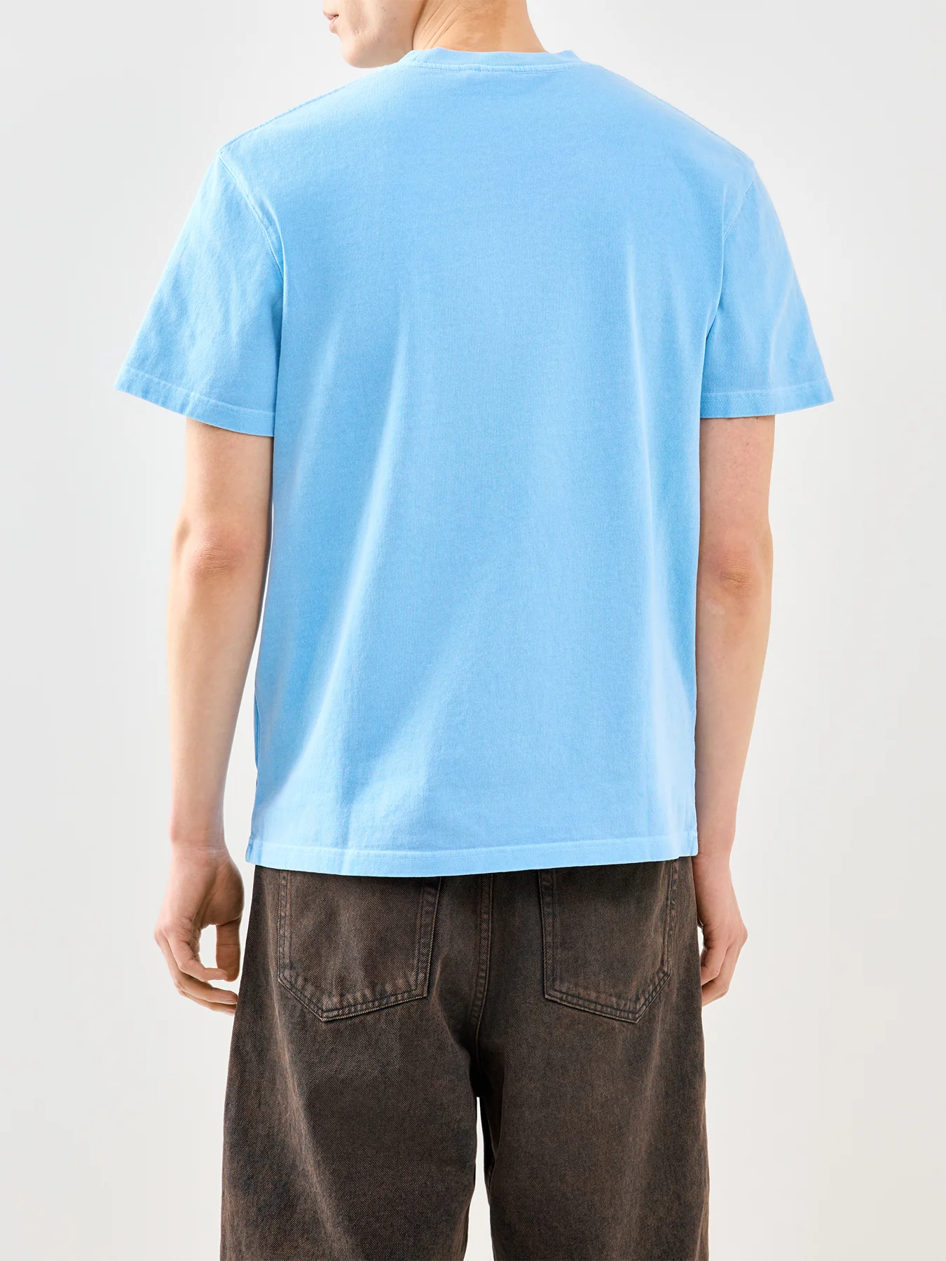 Garment Dyed Organic Cotton T-Shirt Blue - Image 5