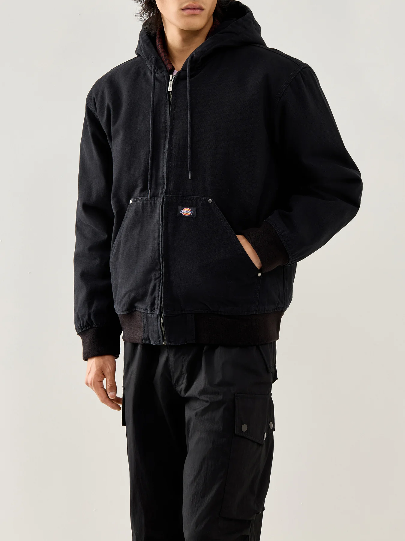 Hilham Hooded Canvas Jacket Black - Image 4