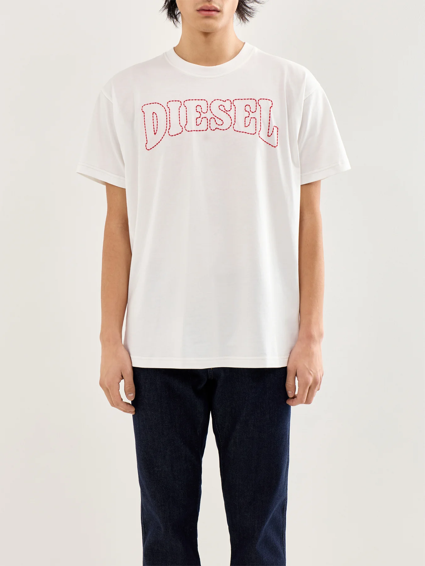 T-Norm-V10 Logo Stitching T-Shirt White - Image 4
