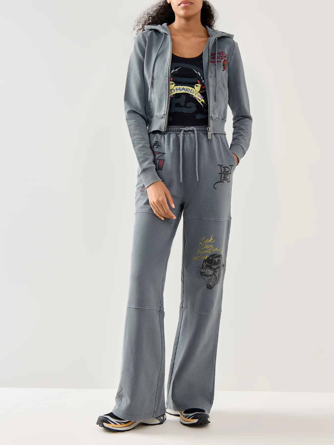 Tattoo Collage Wide Leg Joggers - Image 2