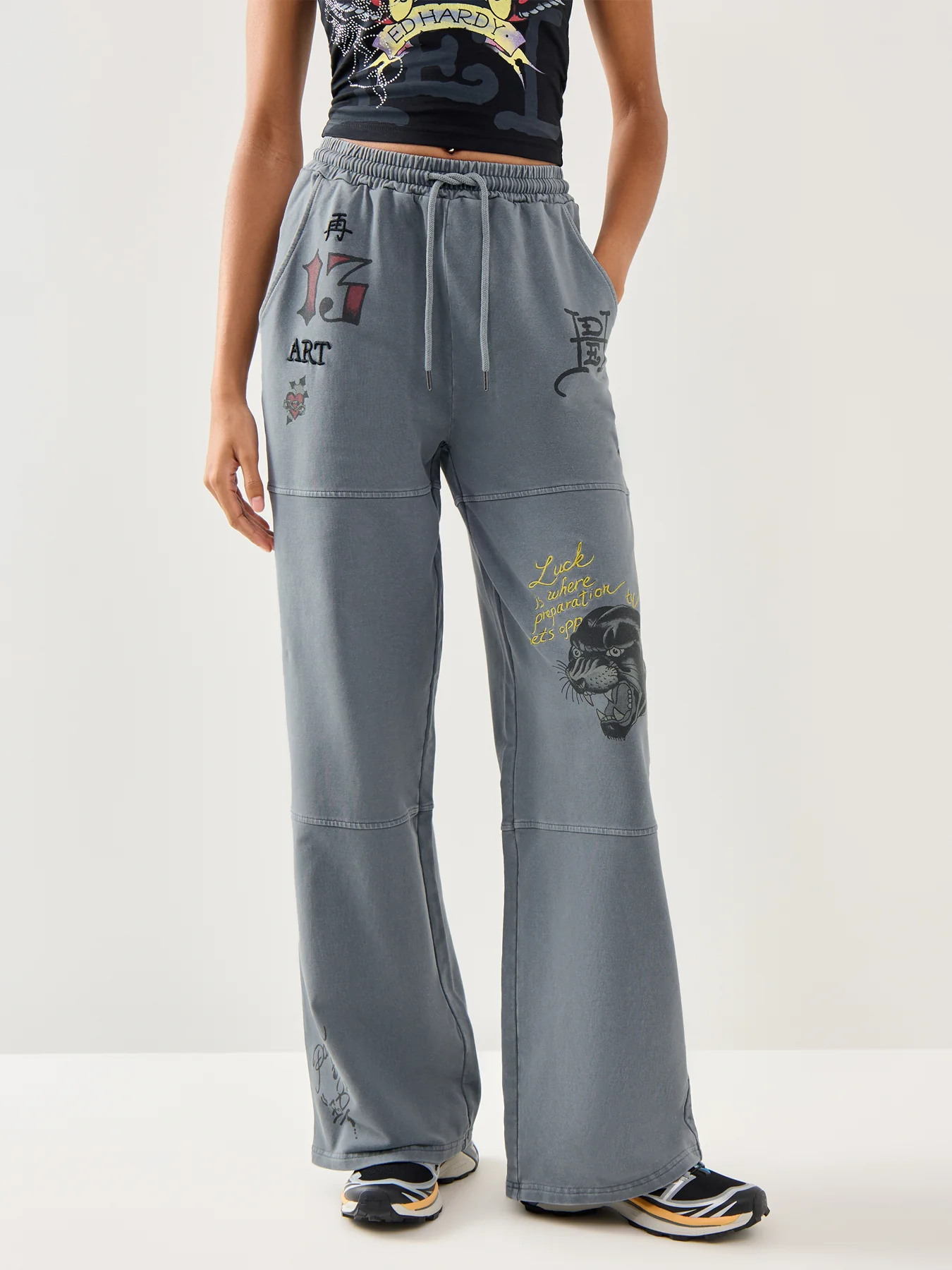 Tattoo Collage Wide Leg Joggers - Image 4