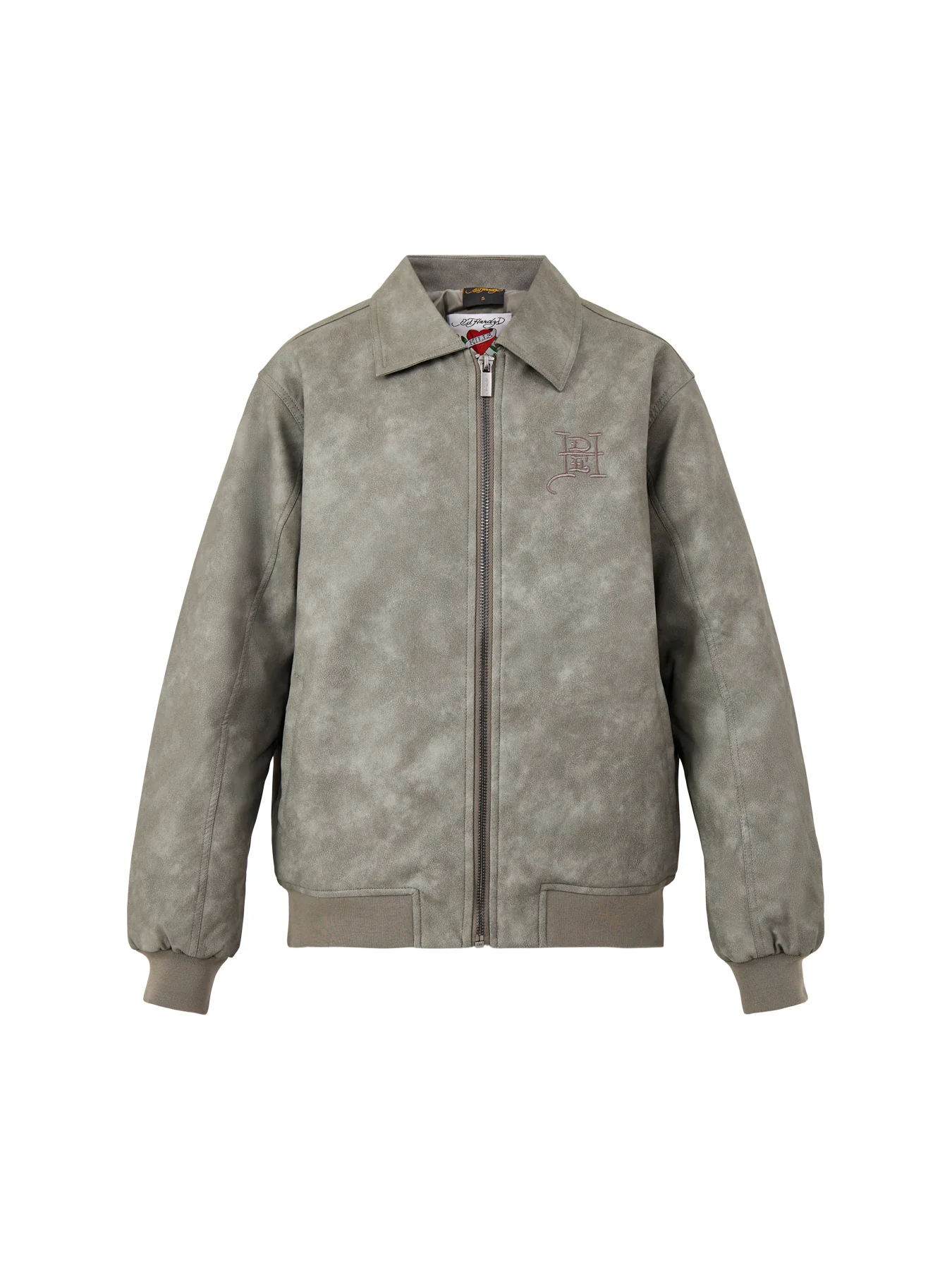 Cobra Embossed Vegan Leather Jacket Grey