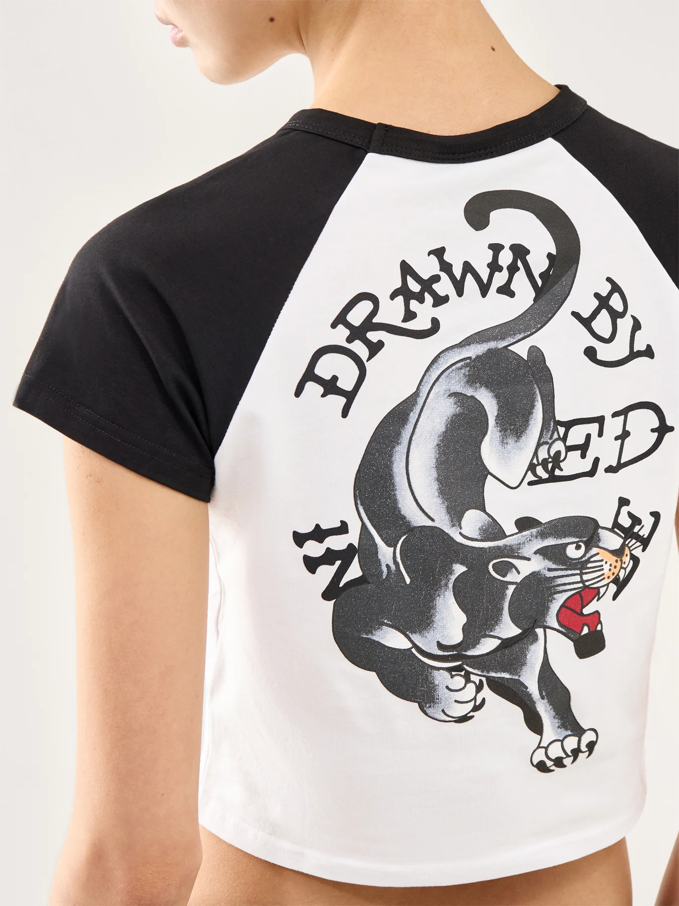 Drawn Panther Ringer T-Shirt White - Image 3