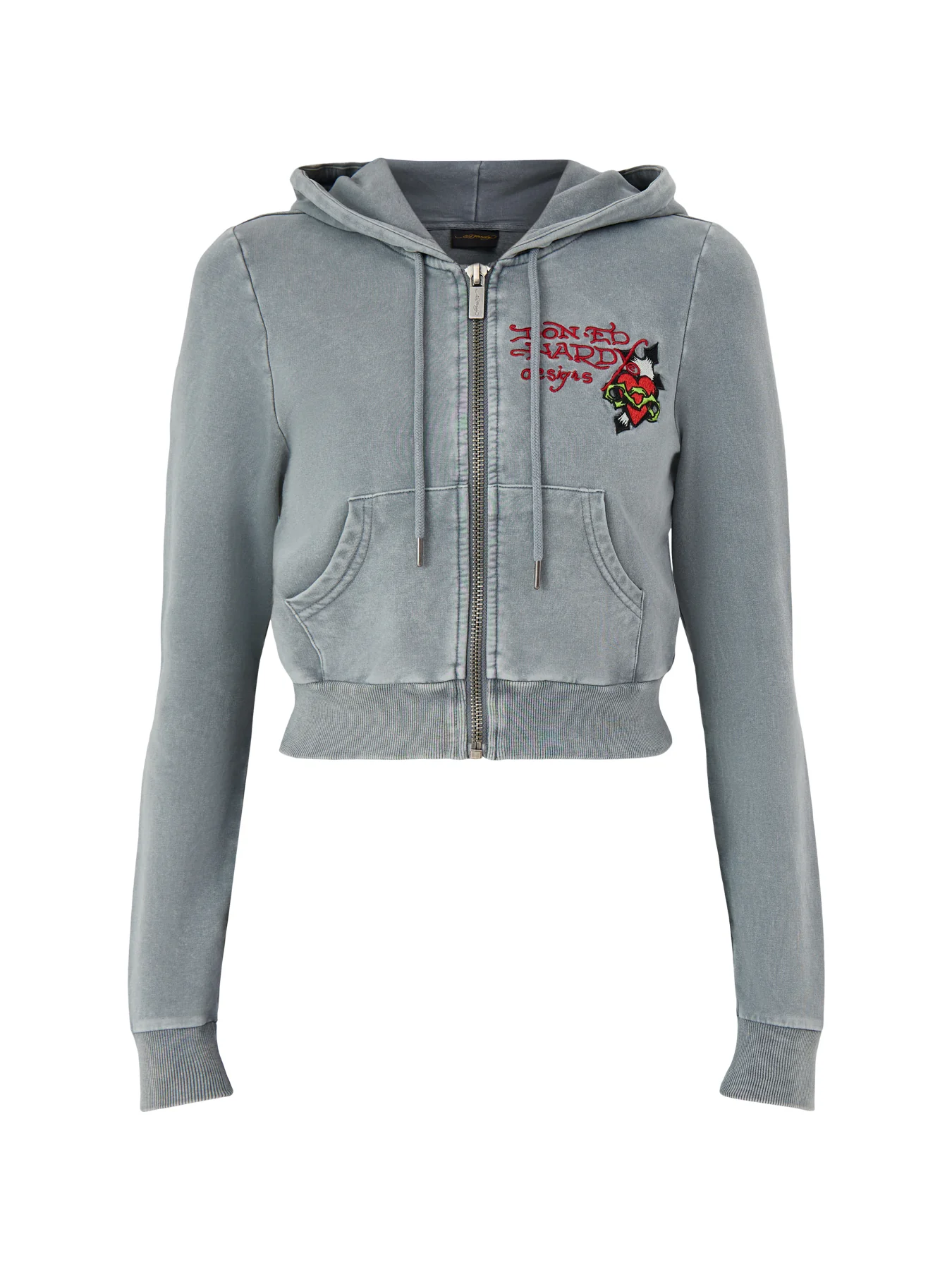 Flaming Tiger Cropped Zip Thru Charcoal