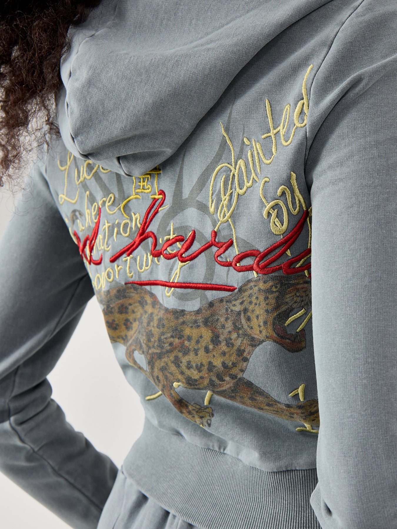 Flaming Tiger Cropped Zip Thru Charcoal - Image 3