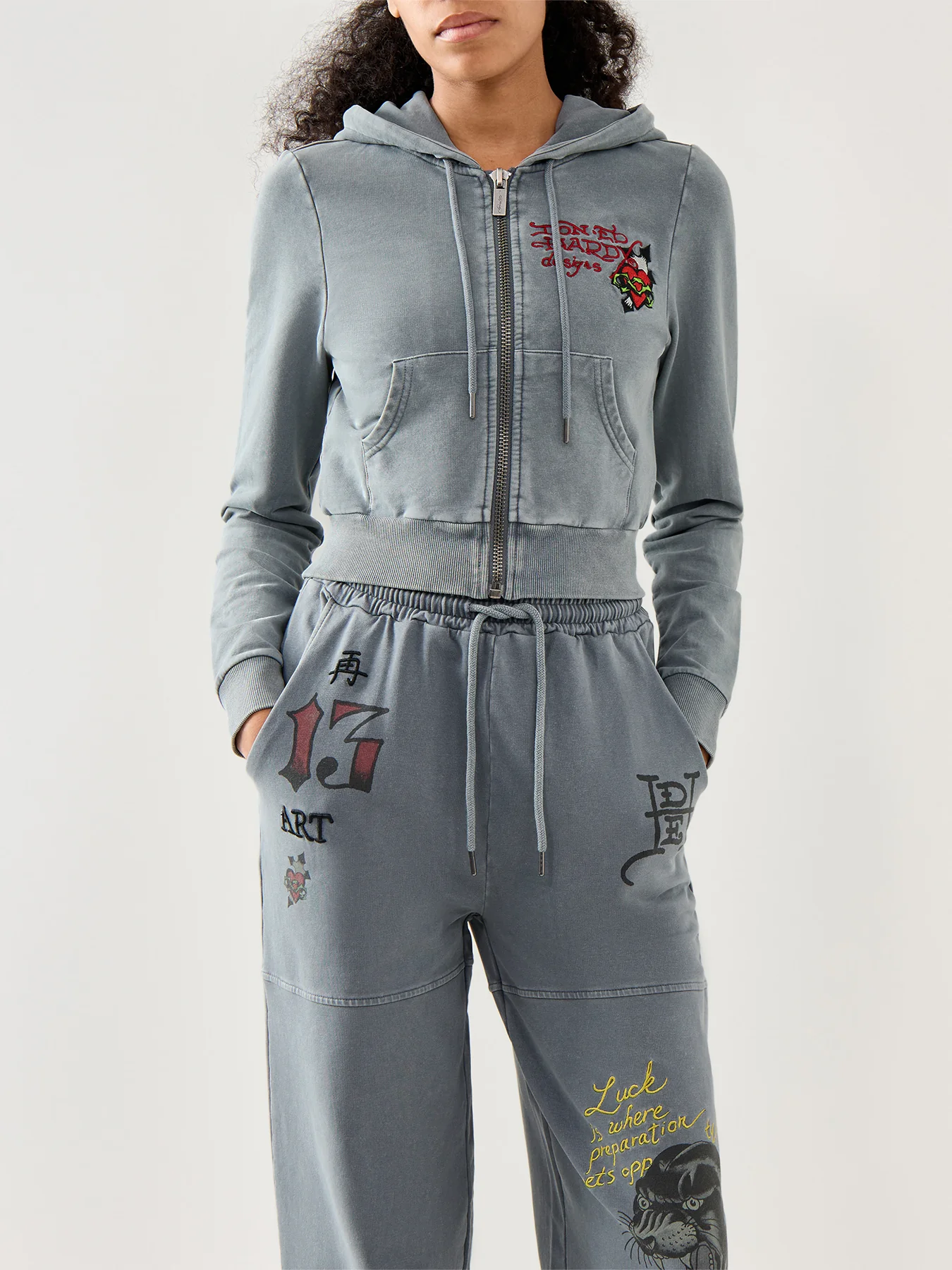 Flaming Tiger Cropped Zip Thru Charcoal - Image 4