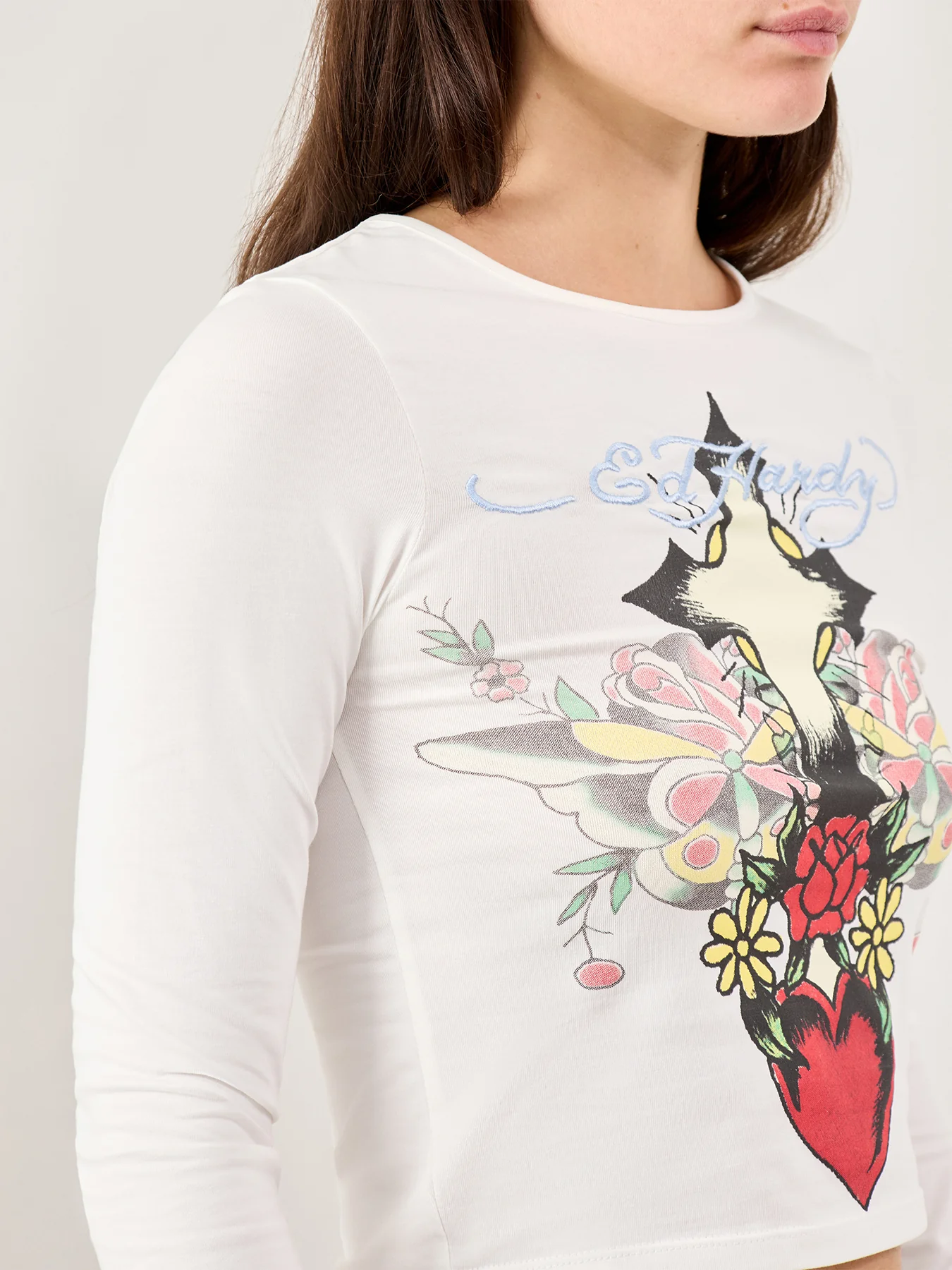 Heart Cross Long Sleeve T-Shirt White - Image 3