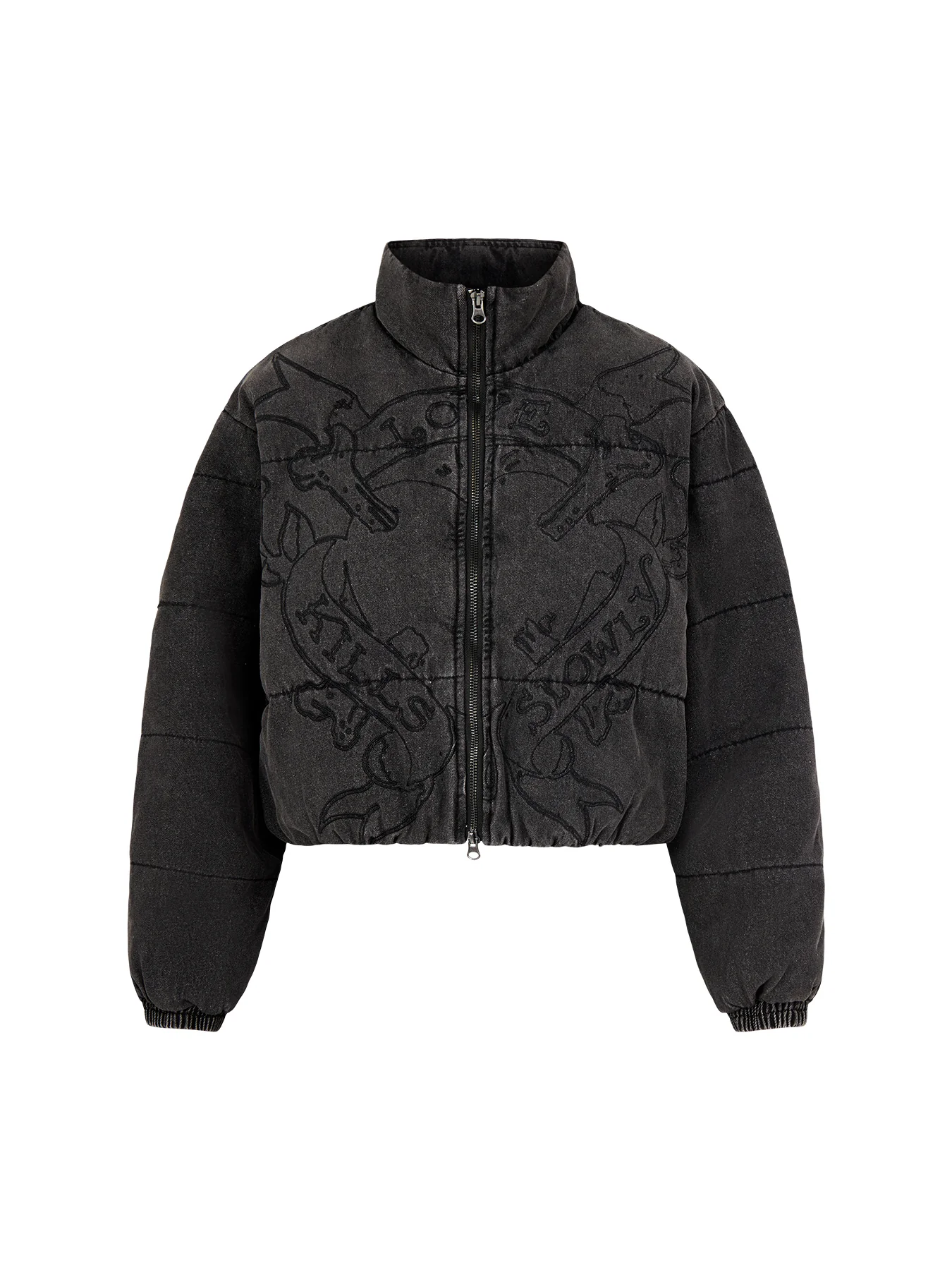 Love Kills Quilted Puffer Jacket Black