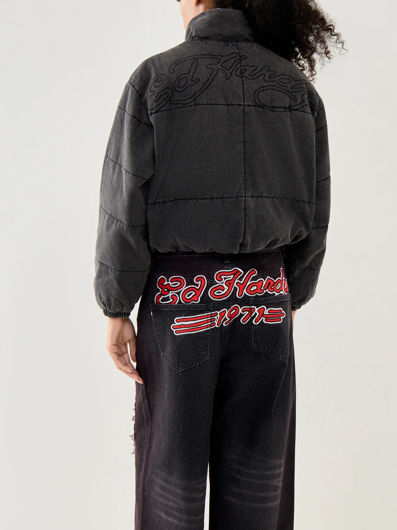 Love Kills Quilted Puffer Jacket Black - Image 5