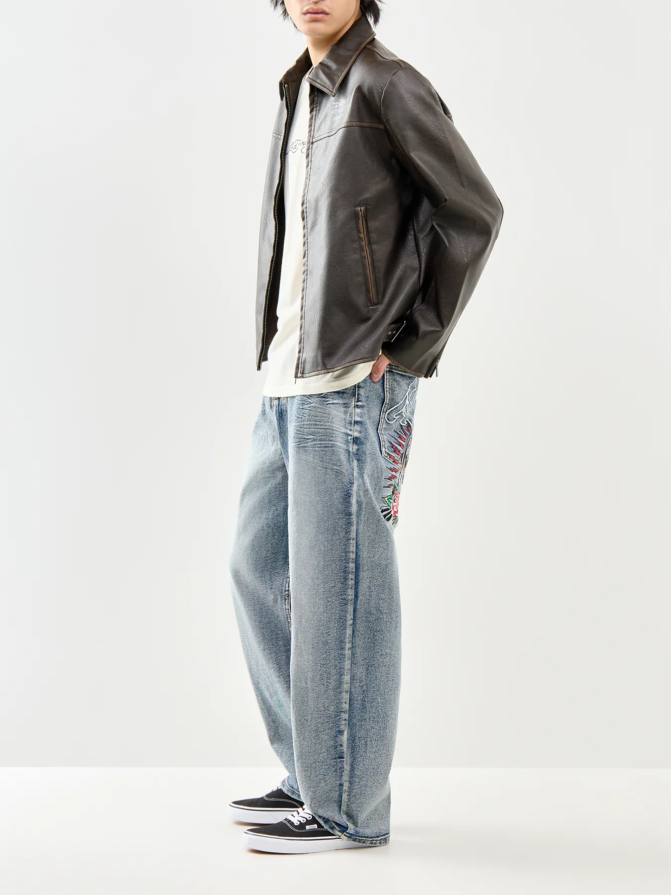 Embroidered Panther Relaxed Jeans Blue - Image 2