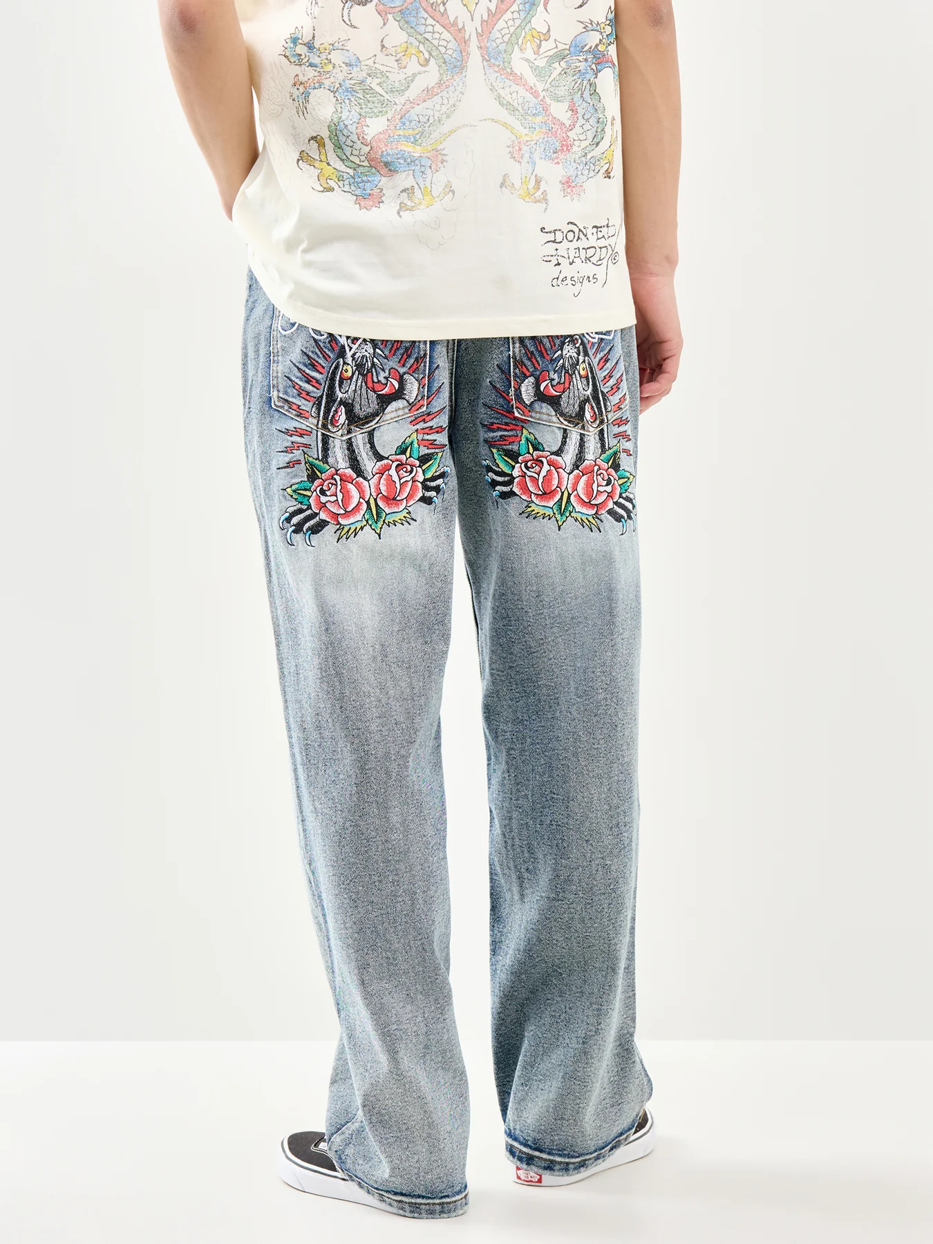 Embroidered Panther Relaxed Jeans Blue - Image 5