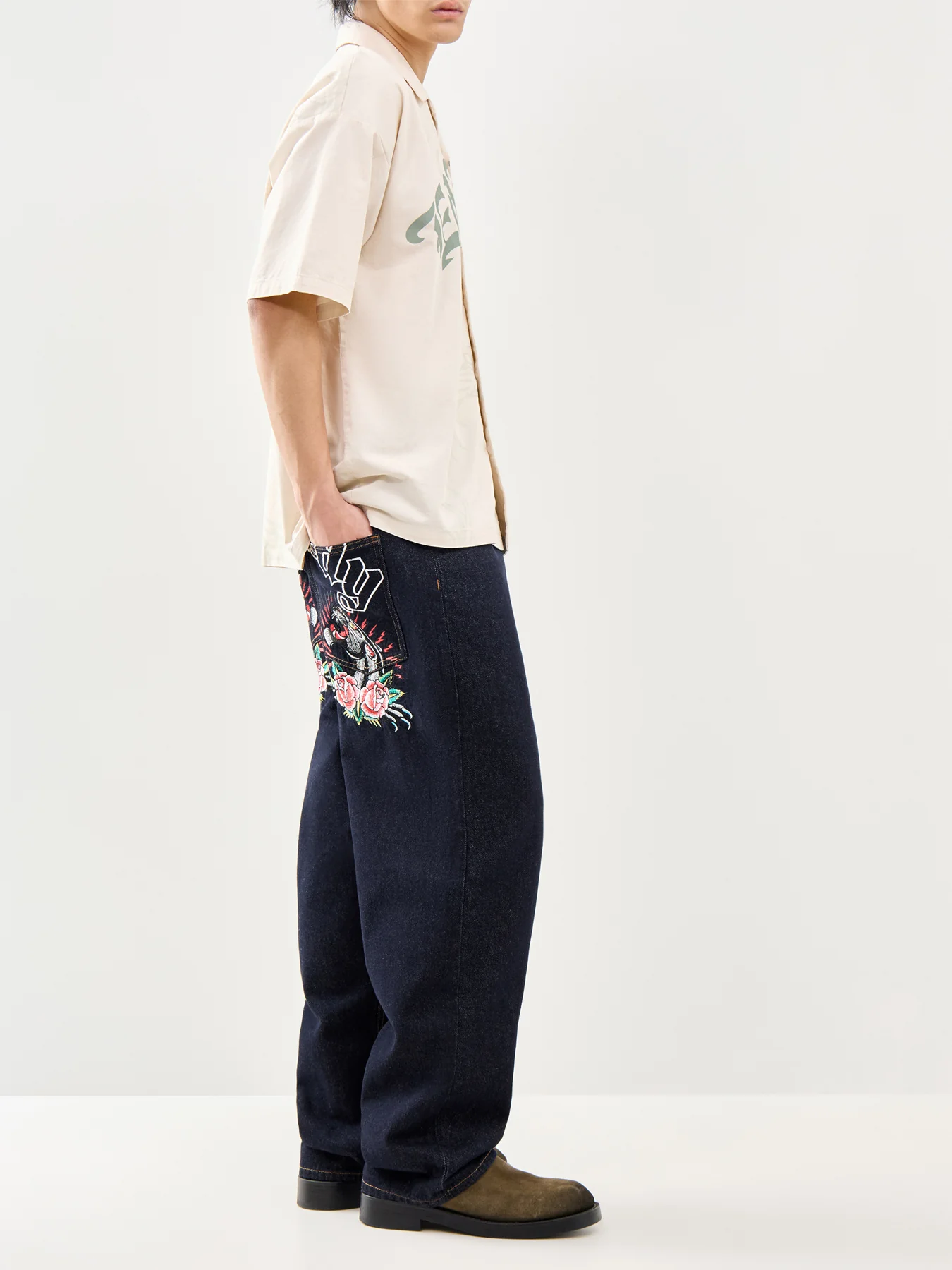 Embroidered Panther Relaxed Jeans Blue - Image 2