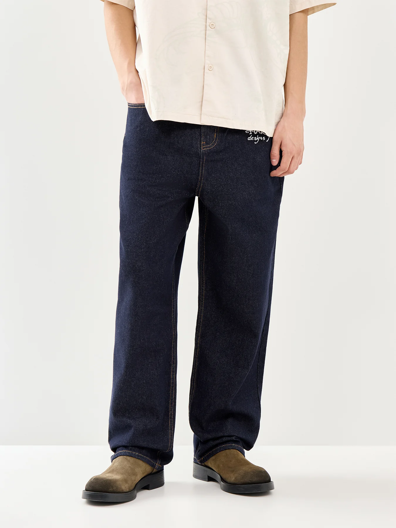 Embroidered Panther Relaxed Jeans Blue - Image 4