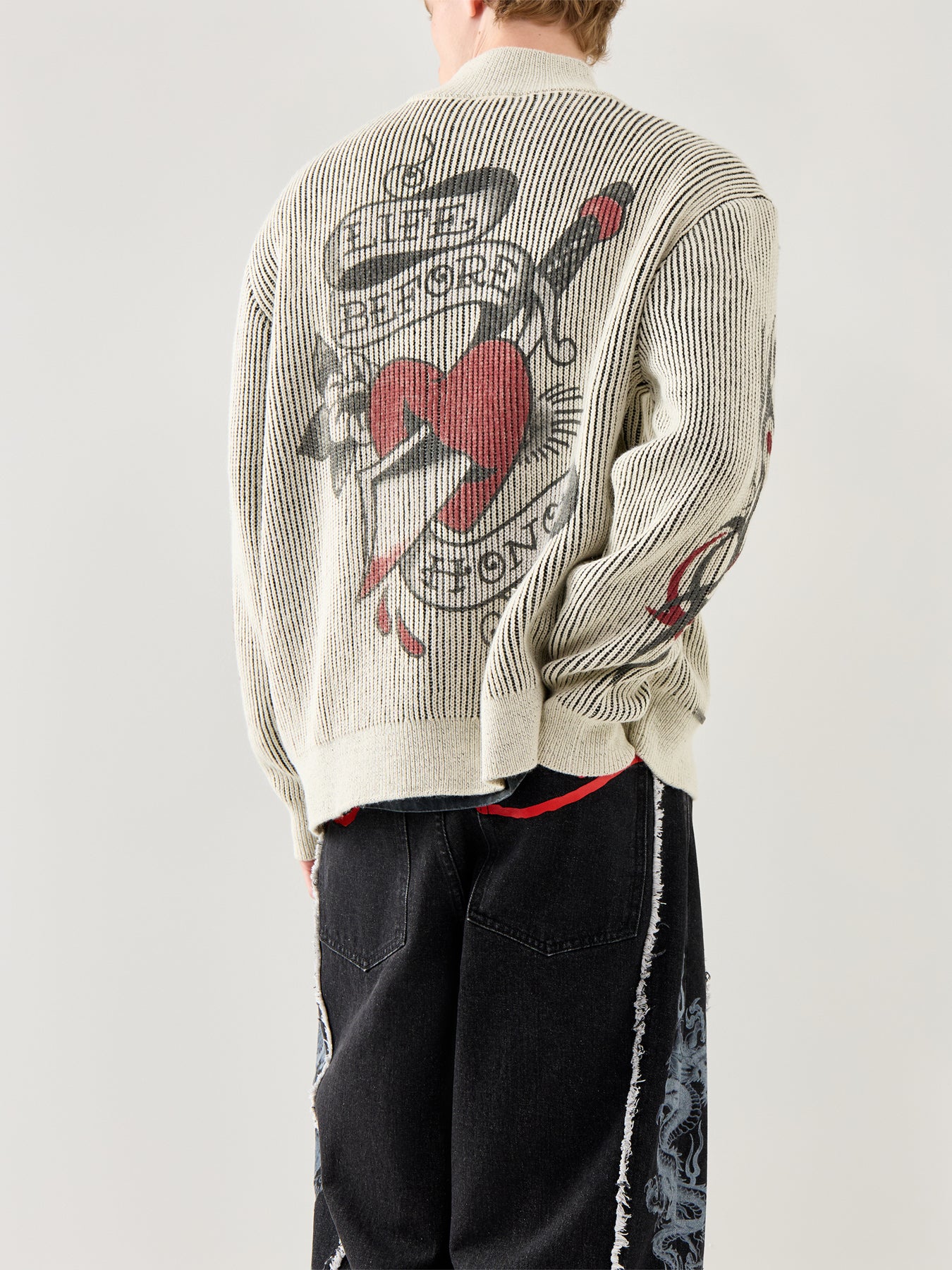 Life Before Honor Fur Detail Knitted Zip Thru Jacket White - Image 5