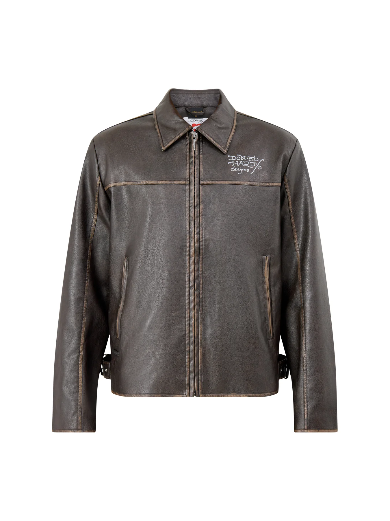 Vintage Washed Vegan Leather Motocross Jacket Brown