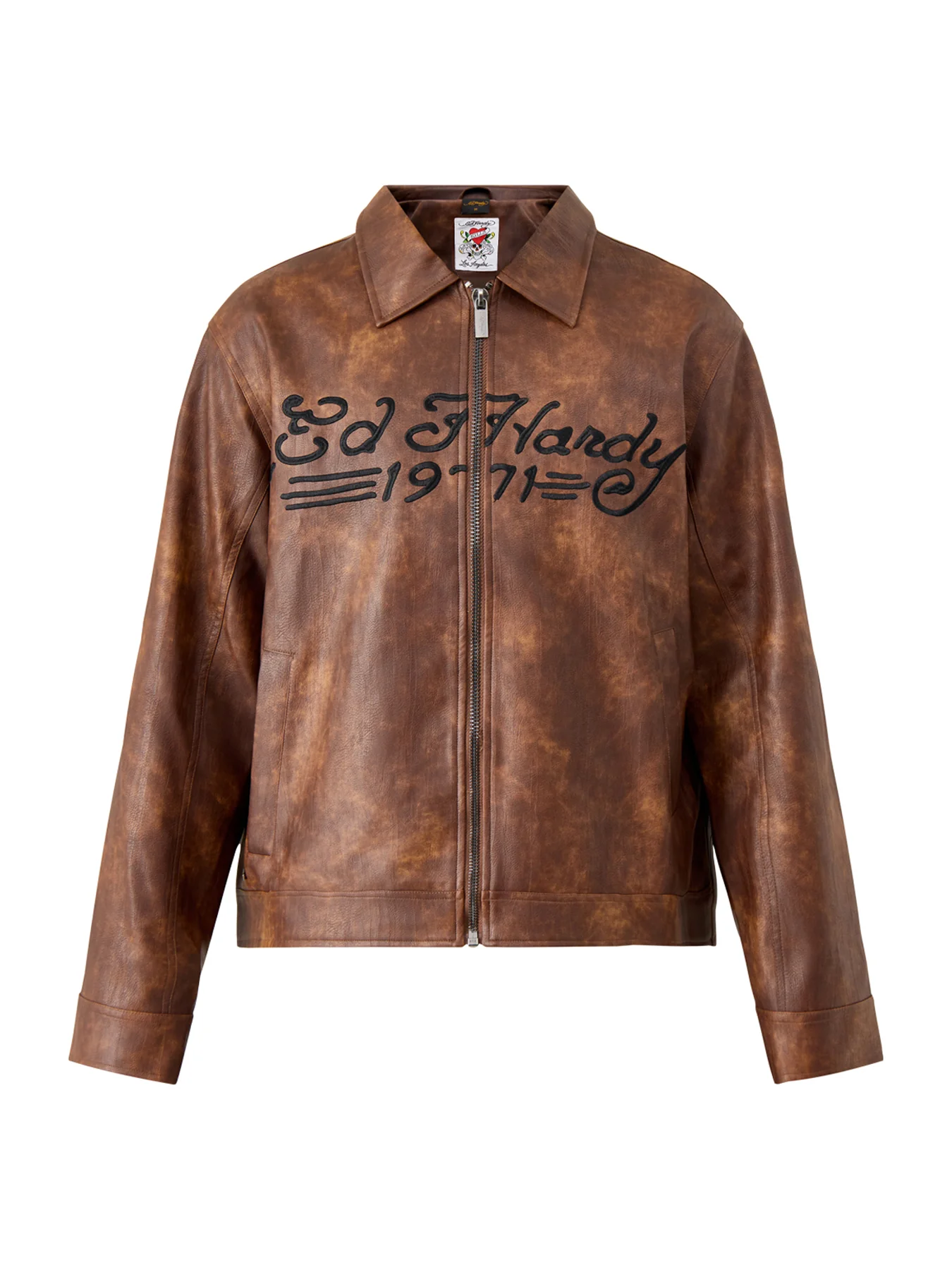 Vegan Leather Zip Jacket Brown