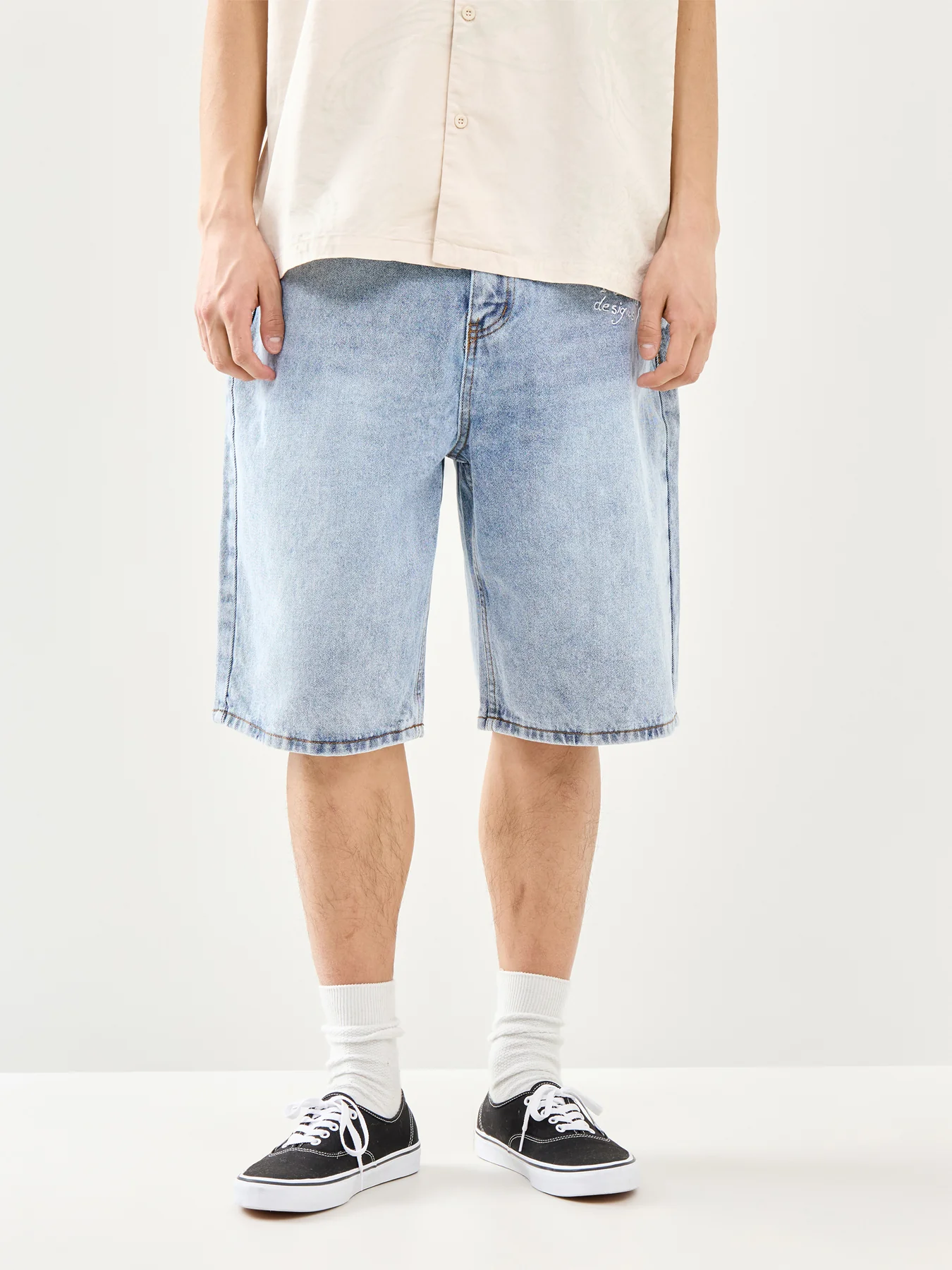Skull Denim Jorts Blue - Image 4