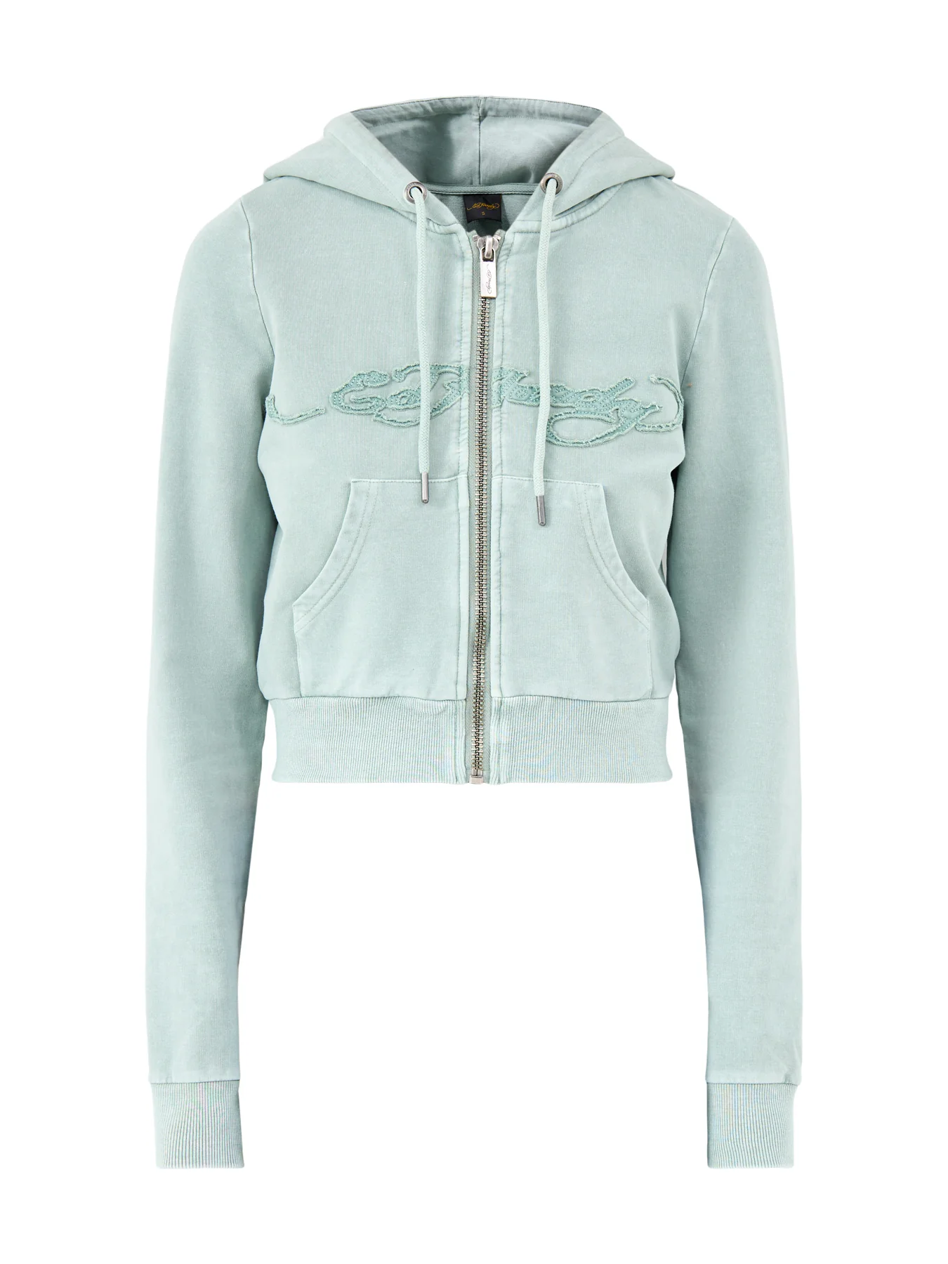 Applique Back Tattoo Cropped Hoodie Green