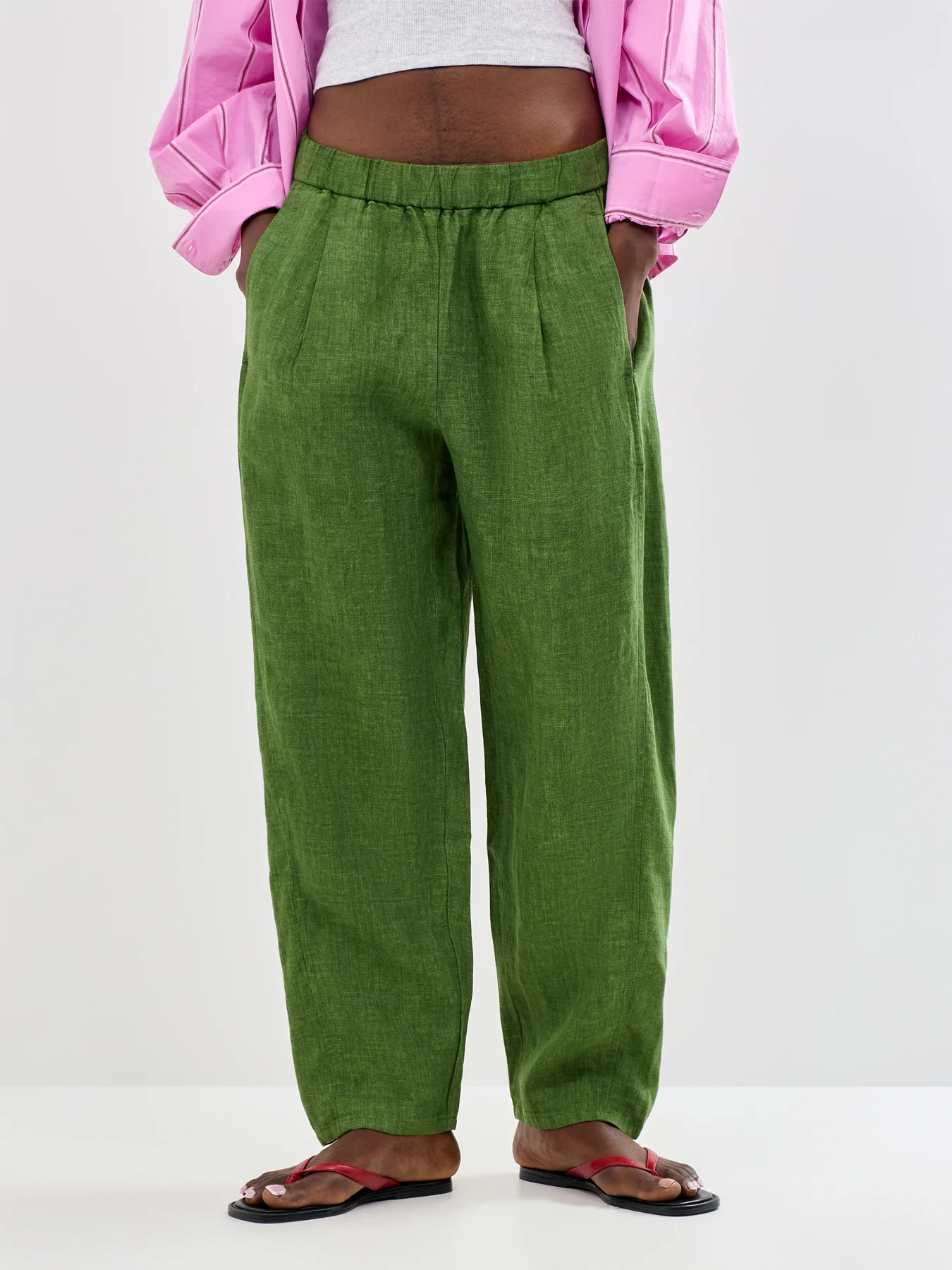 Pleated Lantern Trousers Green - Image 4