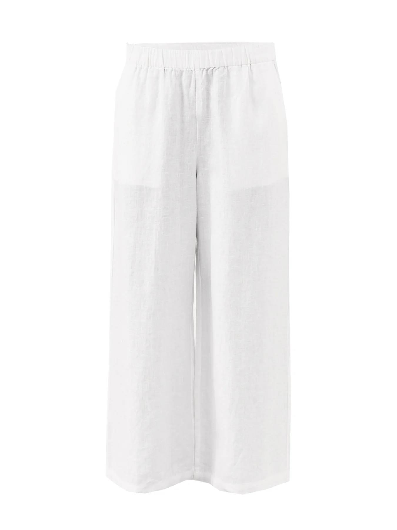 Ankle Wide Leg Trousers White