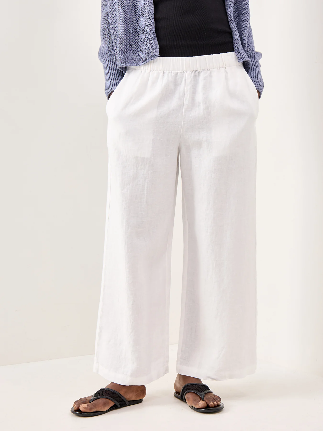 Ankle Wide Leg Trousers White - Image 4