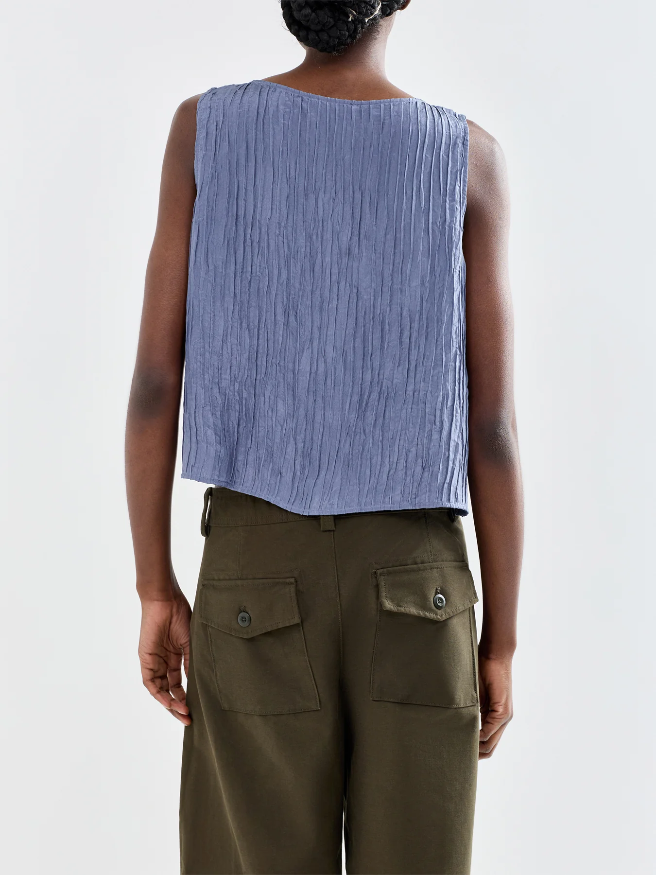 Ballet Neck Silk Shell Top Blue - Image 5