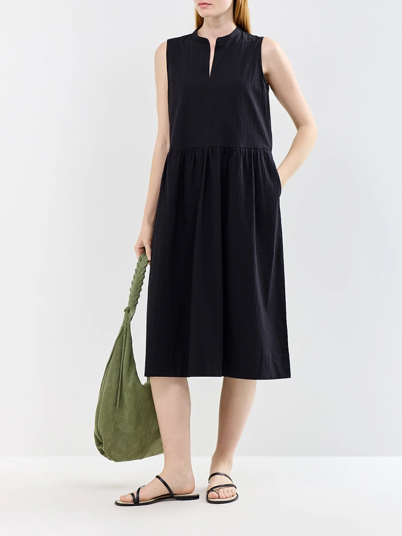 Crew Neck Shift Dress Black - Image 2