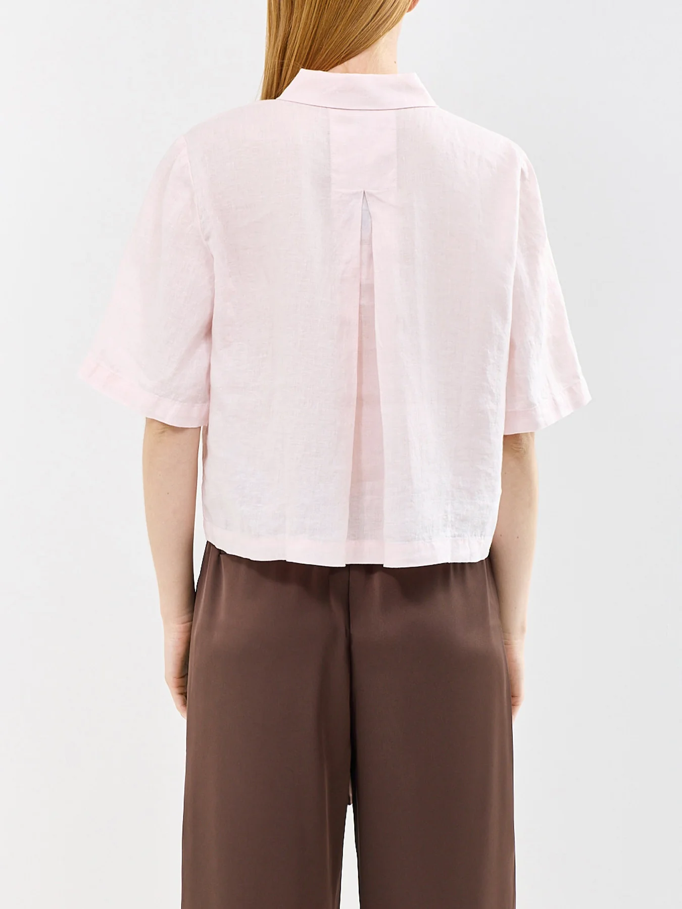 Classic Collar Elbow Sleeve Shirt Pink - Image 5